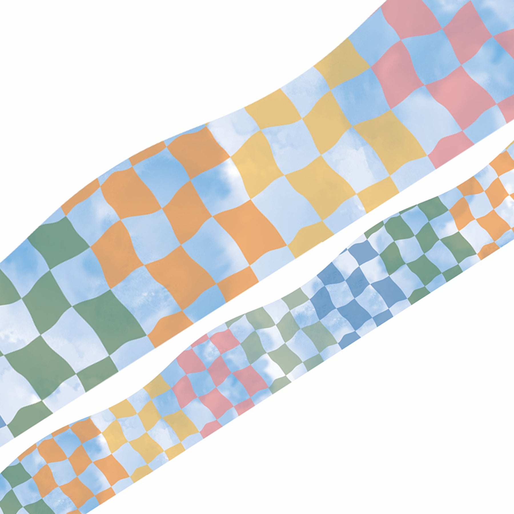 Rainbow Checkered Sky Extra Wide Deco Trim, 37 Feet