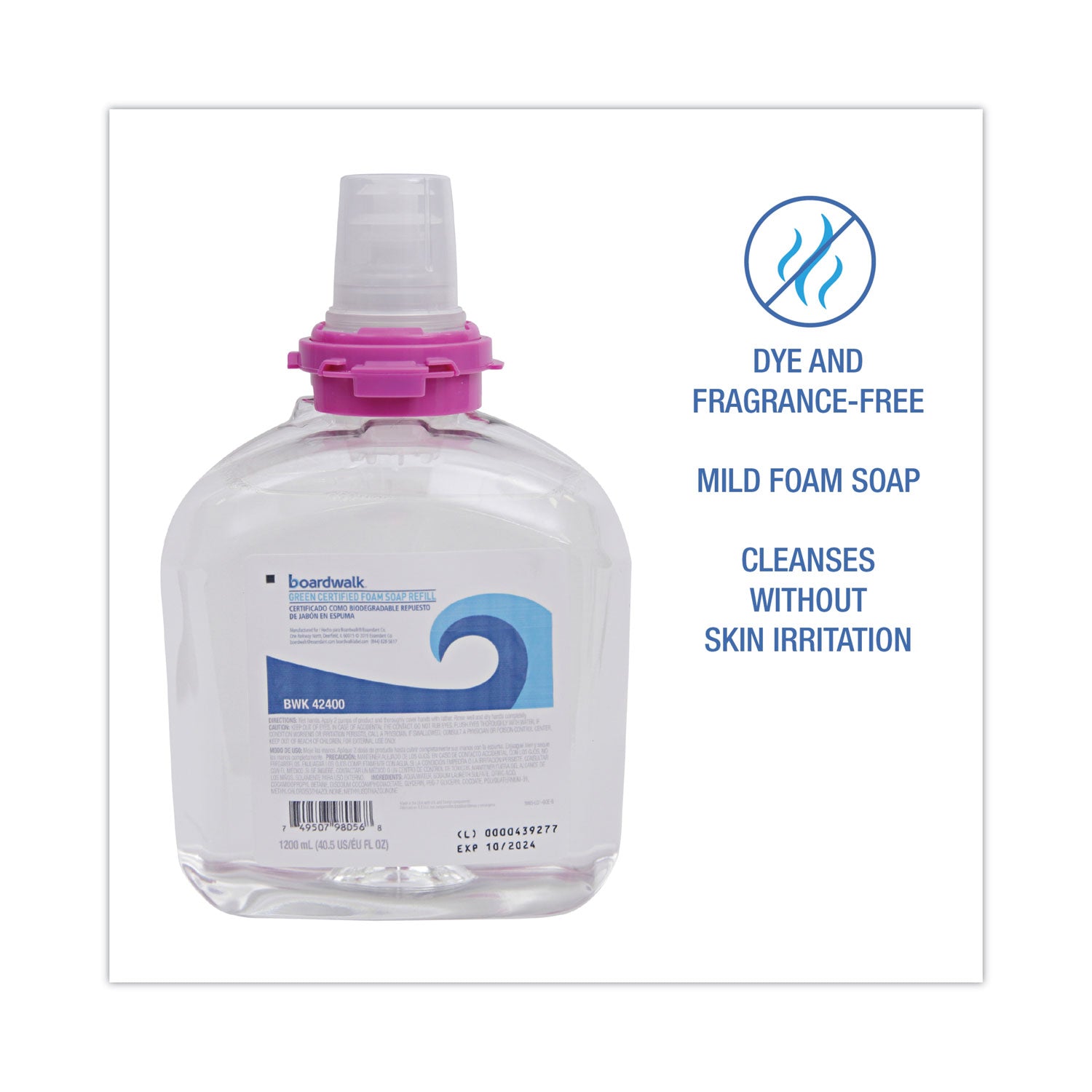 Green Certified Foam Soap Refill, Unscented, 1,200 mL, 2/Carton