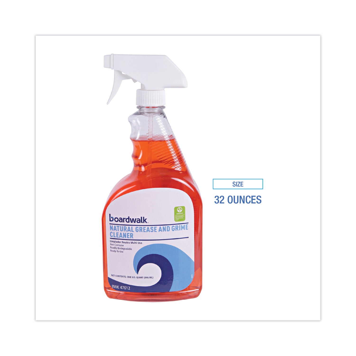 Natural Grease and Grime Cleaner, Unscented, 32 oz Spray Bottle, 12/Carton