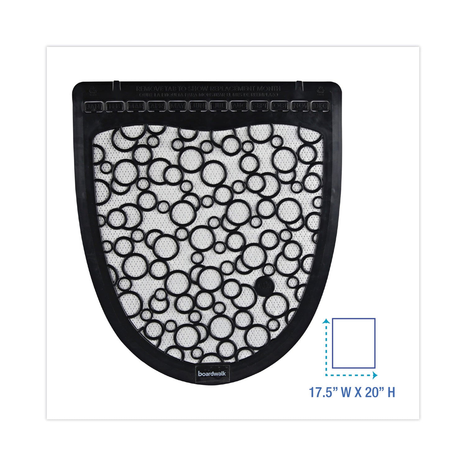 Disposable Urinal Floor Mat 2.0, Slip-Resistant Rubber, 17.5 x 20, Black/White, 6/Carton