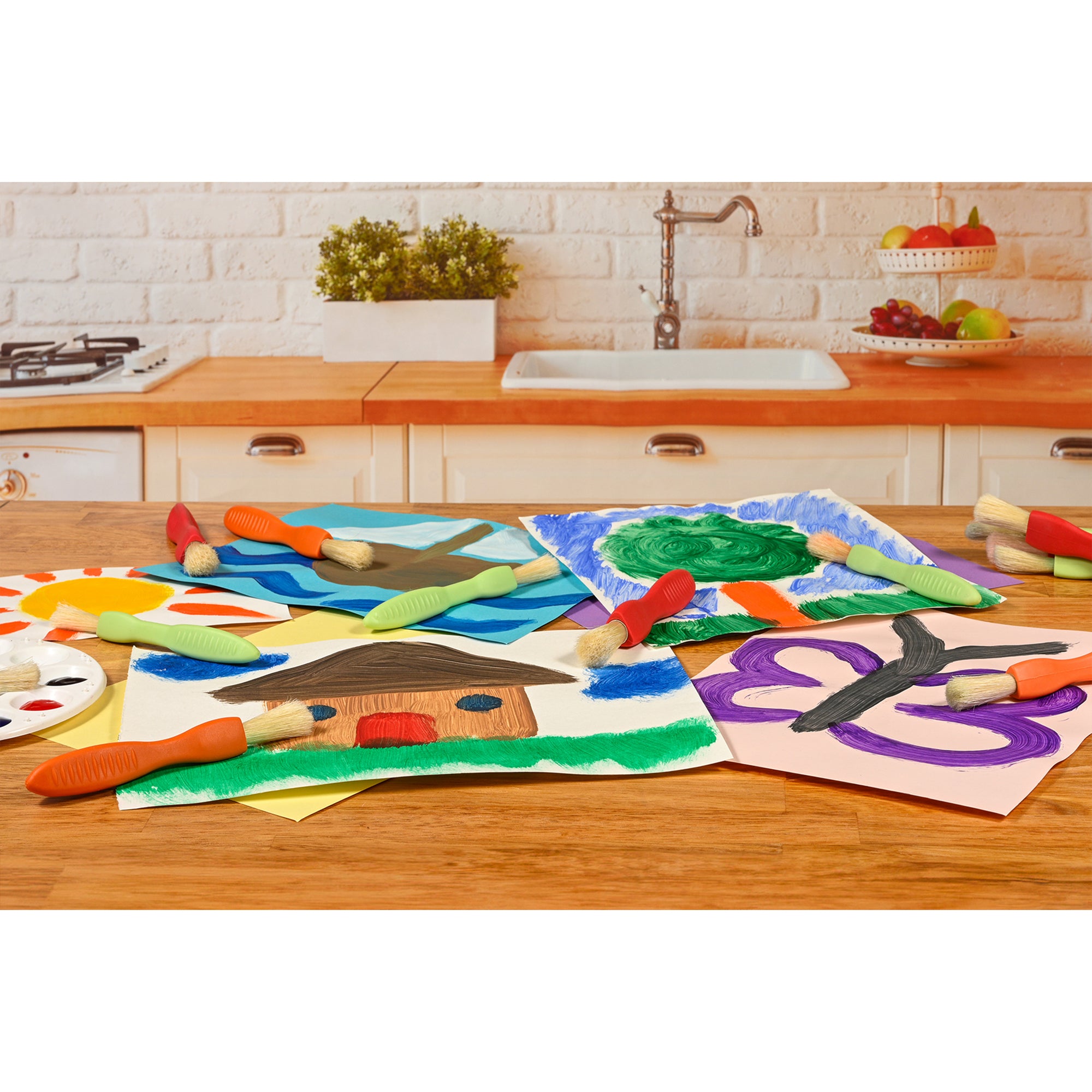 Triangle Grip Toddler Paint Brushes - Set of 24