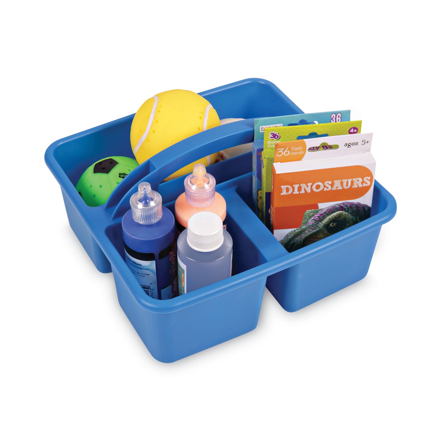 Deflecto Antimicrobial Kids Storage Caddy - 3 Compartment(s) - 5.34" Height x 9.37" Width x 9.32" Depth - Antimicrobial, Lightweight, Portable, Mold Resistant, Mildew Resistant, Durable, Washable, Stackable - Blue - Polypropylene - 1 Each