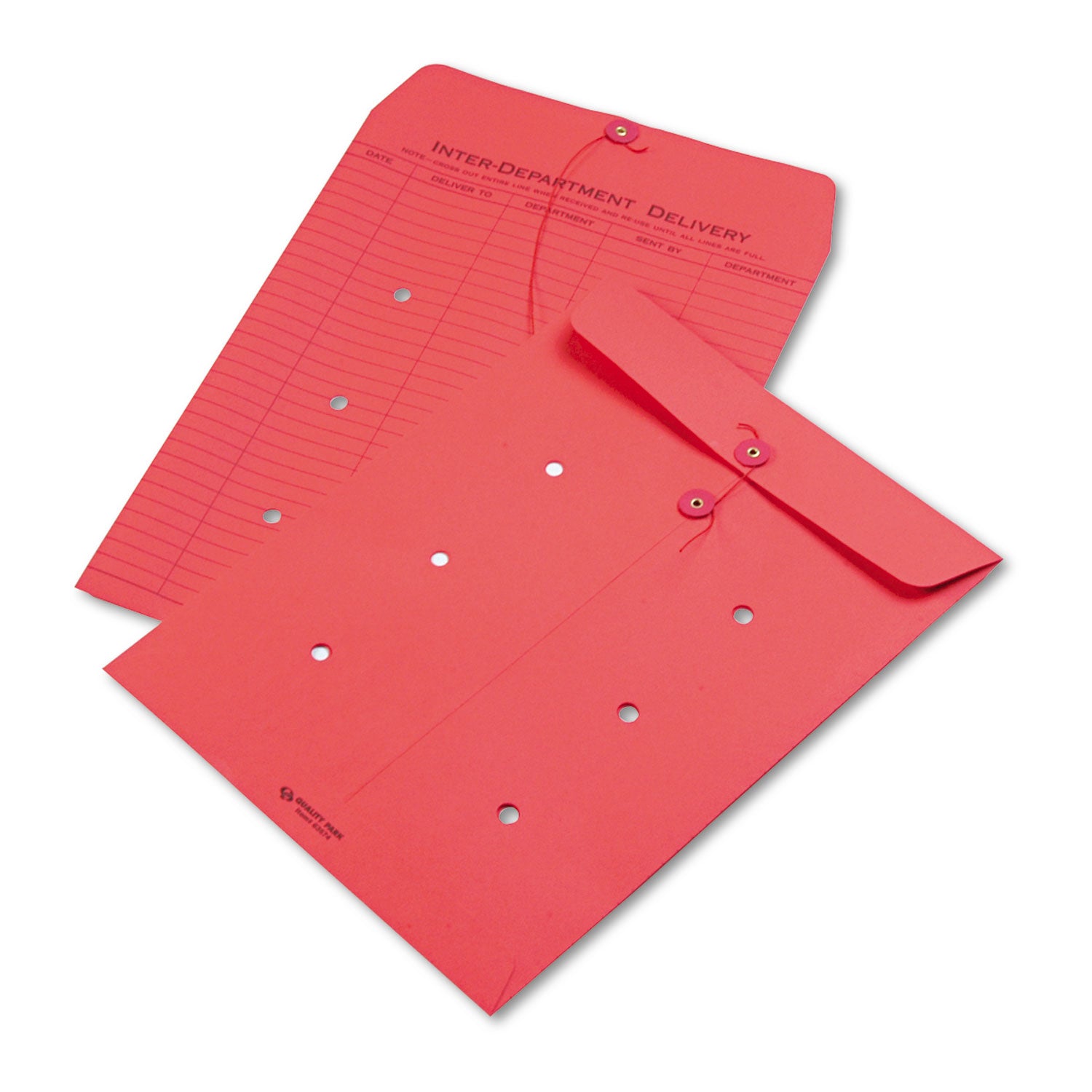 Quality Park 10 x 13 Inter-Departmental Envelopes - Inter-department - 10" Width x 13" Length - 28 lb - String/Button - Red - 100 / Box