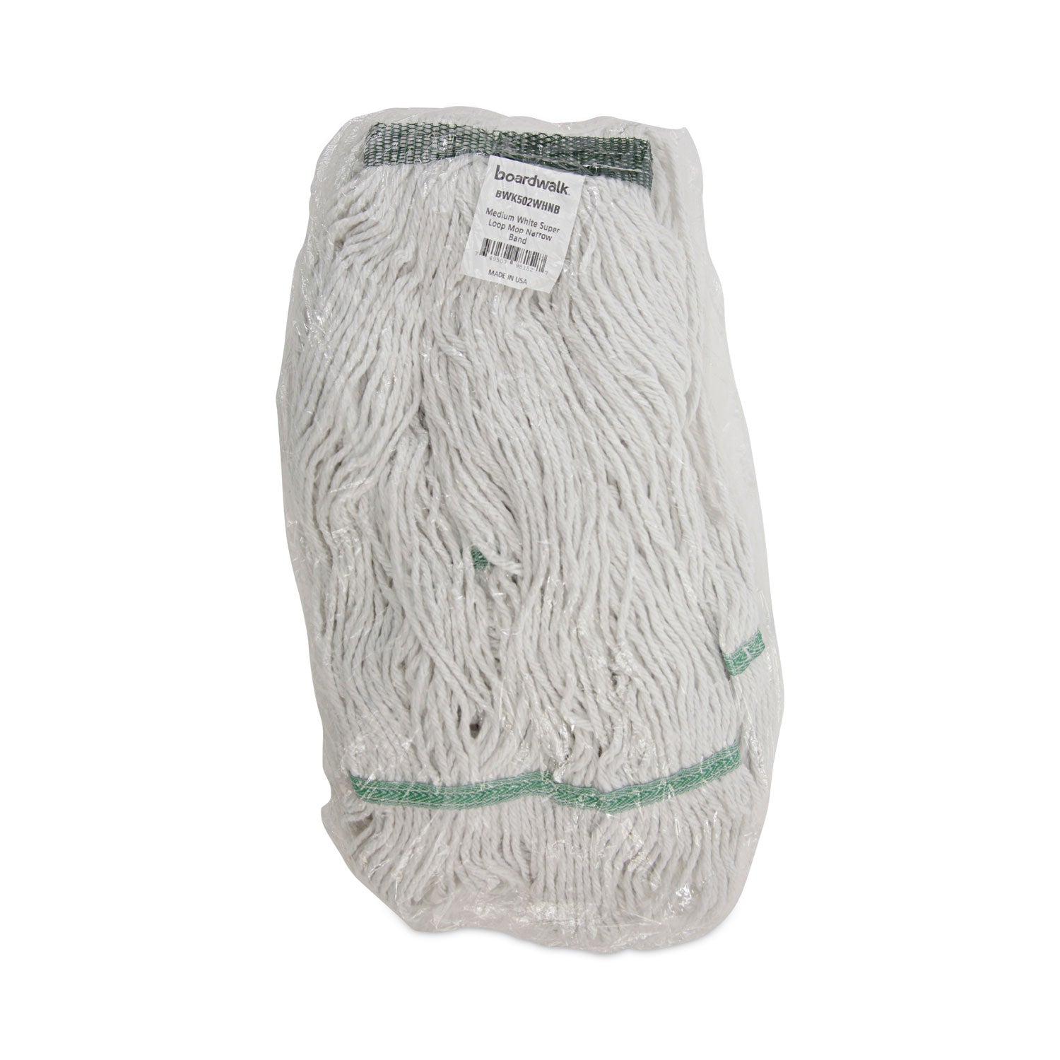 Narrowband Looped-End Mop Head, Premium Standard Head, Cotton/Rayon Fiber, Medium, White