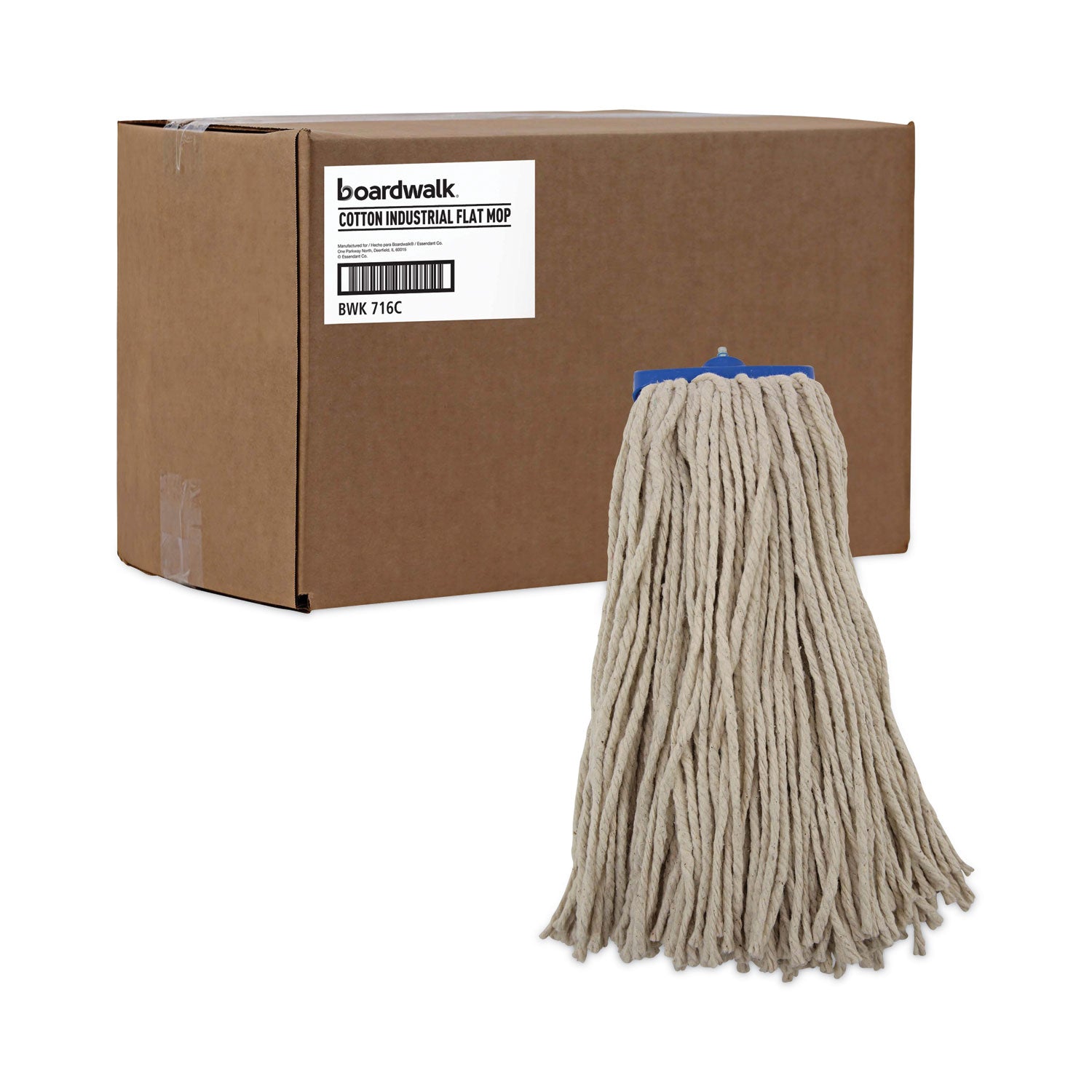Cut-End Lie-Flat Wet Mop Head, Cotton, 16oz, White, 12/carton