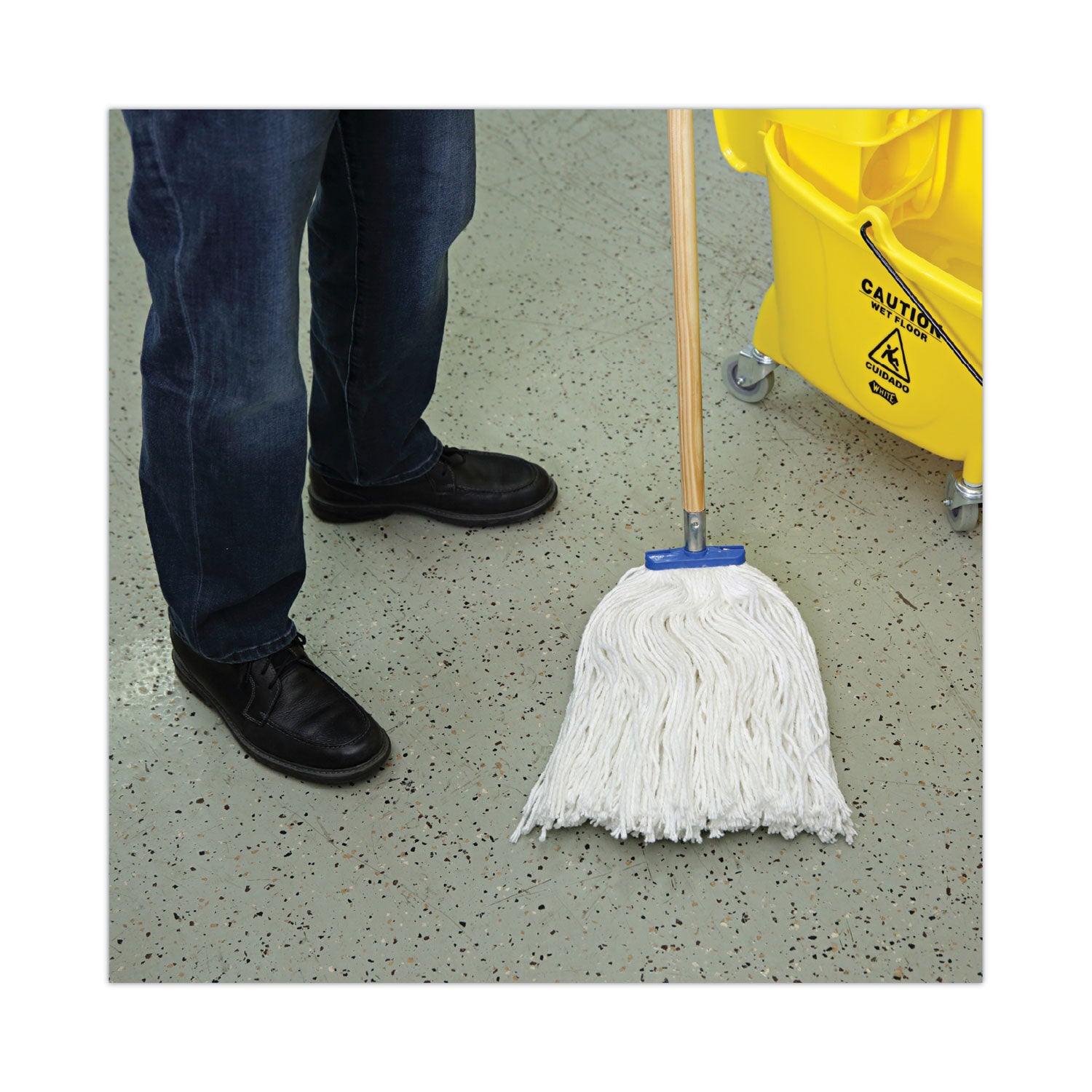 Cut-End Lie-Flat Wet Mop Head, Rayon, 16oz, White, 12/carton