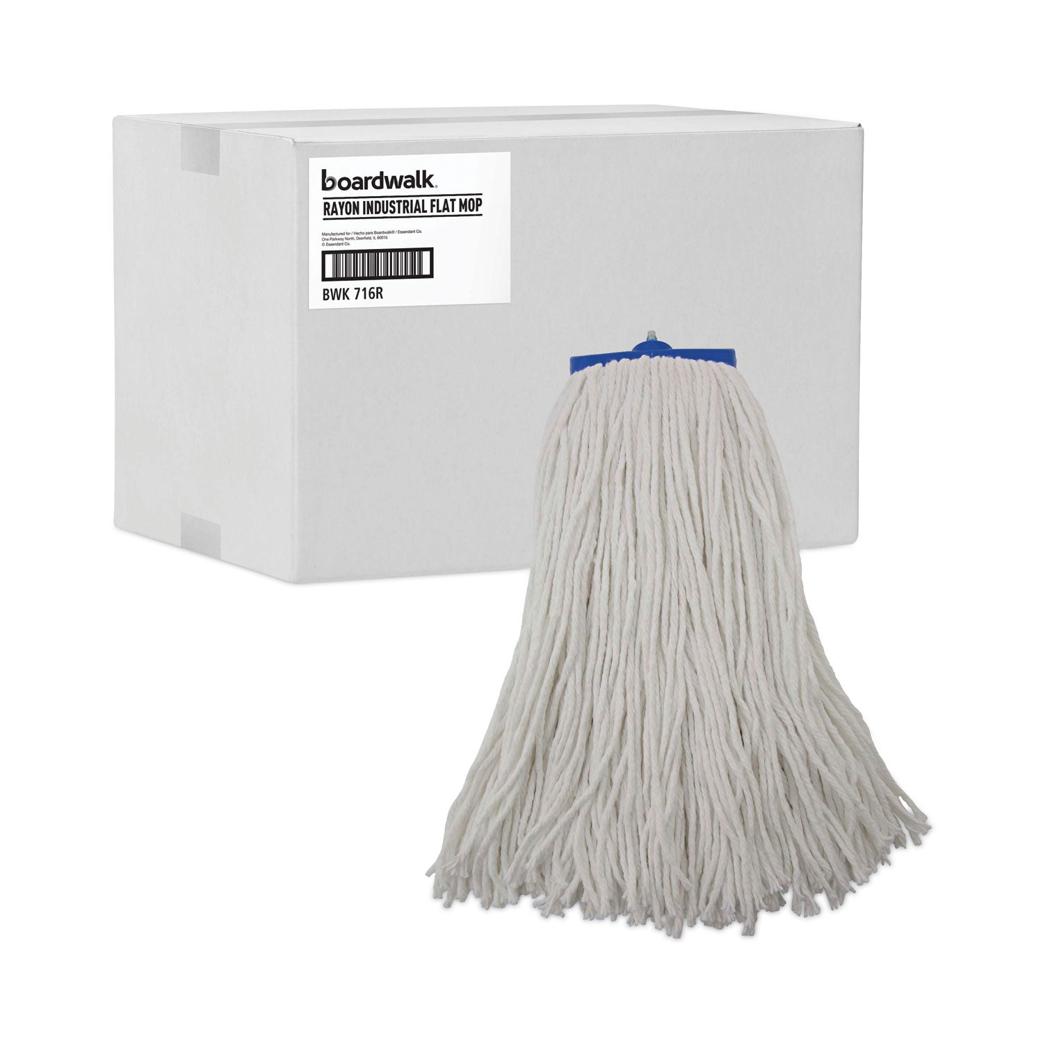 Cut-End Lie-Flat Wet Mop Head, Rayon, 16oz, White, 12/carton