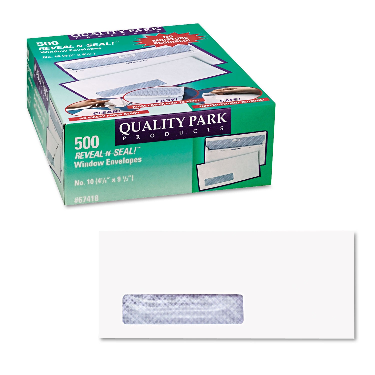 Single Window - #10 - 4 1/8" Width x 9 1/2" Length - 24 lb - White - 500 / Box