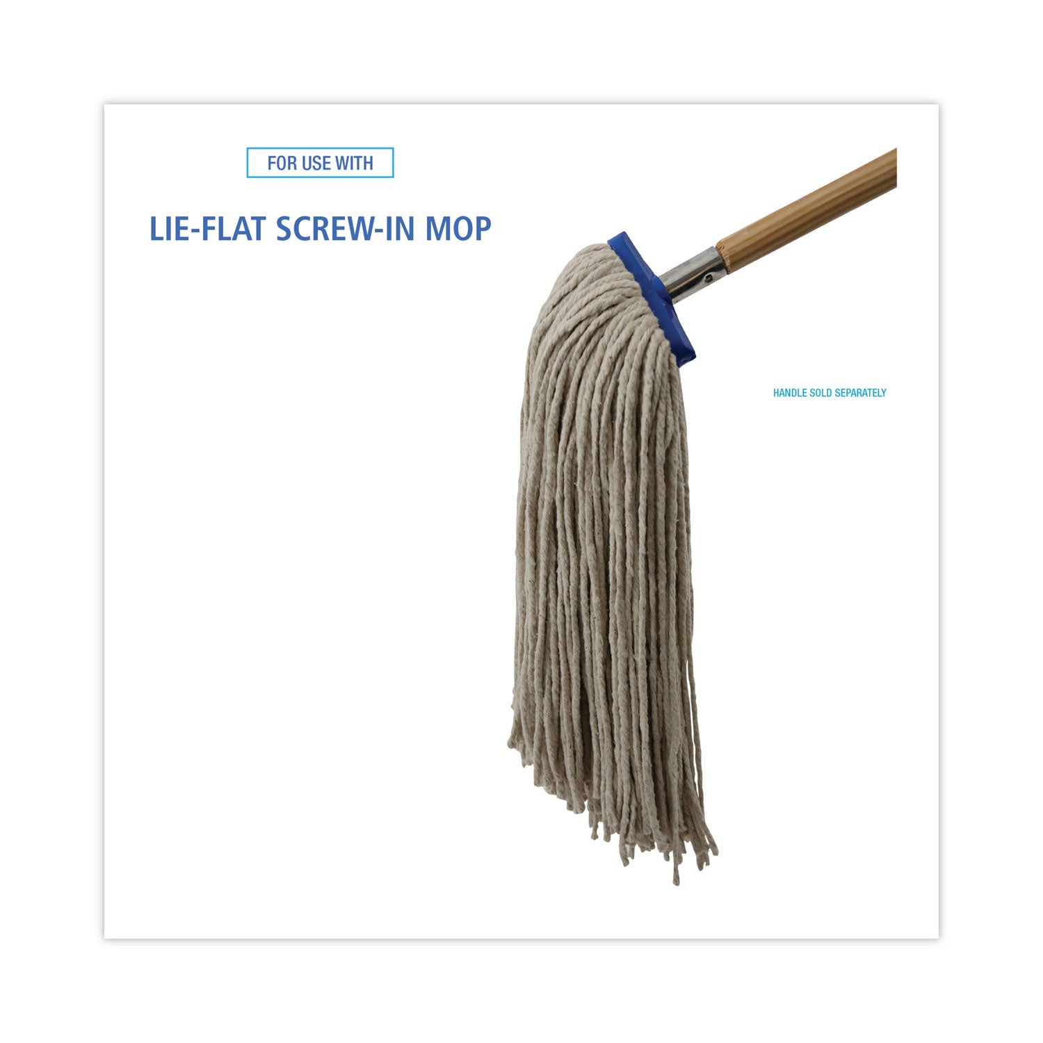 Cut-End Lie-Flat Wet Mop Head, Cotton, 24oz, White, 12/carton