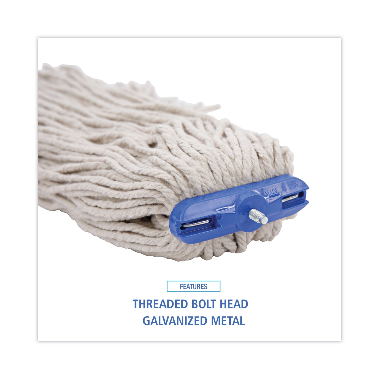 Cut-End Lie-Flat Wet Mop Head, Cotton, 24oz, White