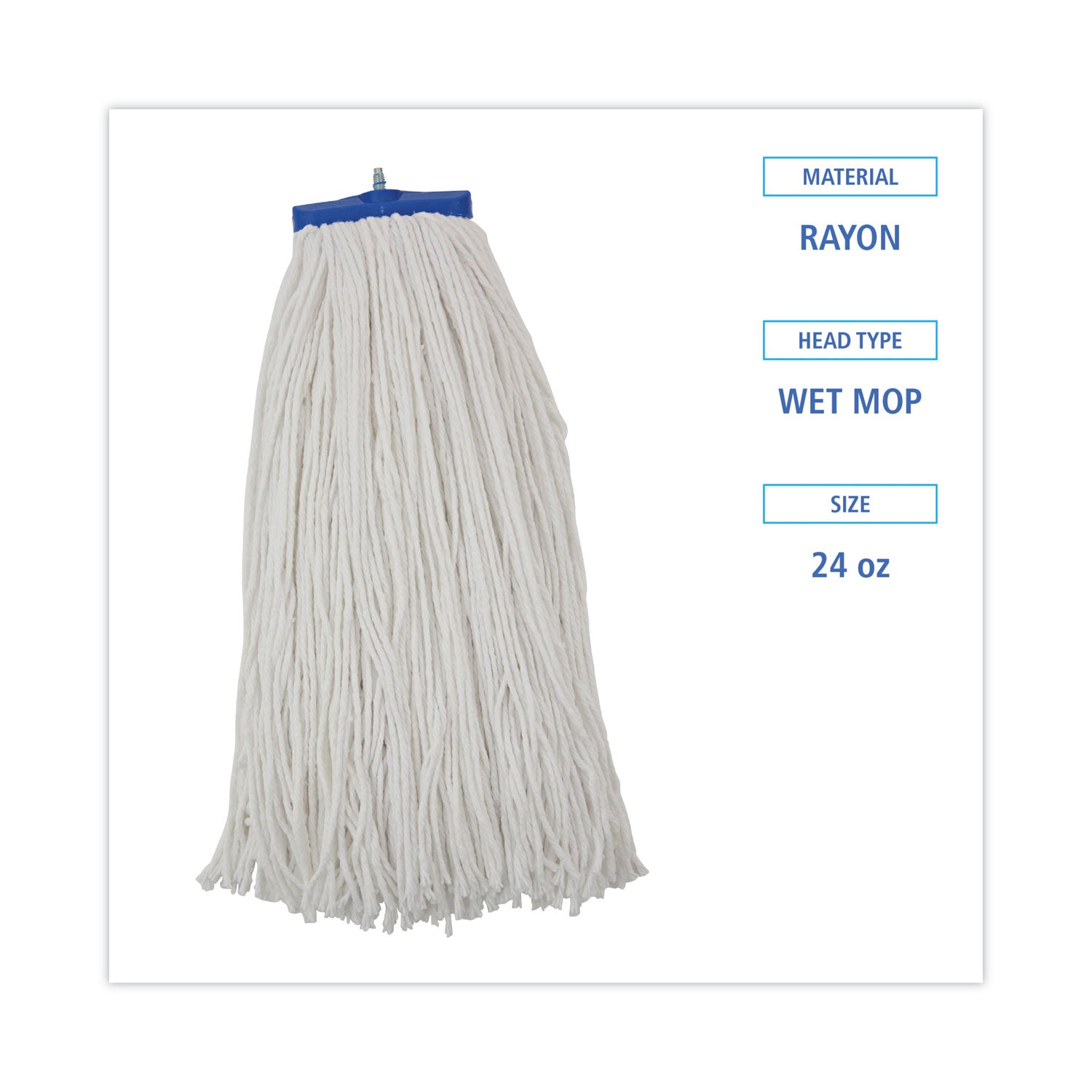 Cut-End Lie-Flat Wet Mop Head, Rayon, 24oz, White, 12/carton