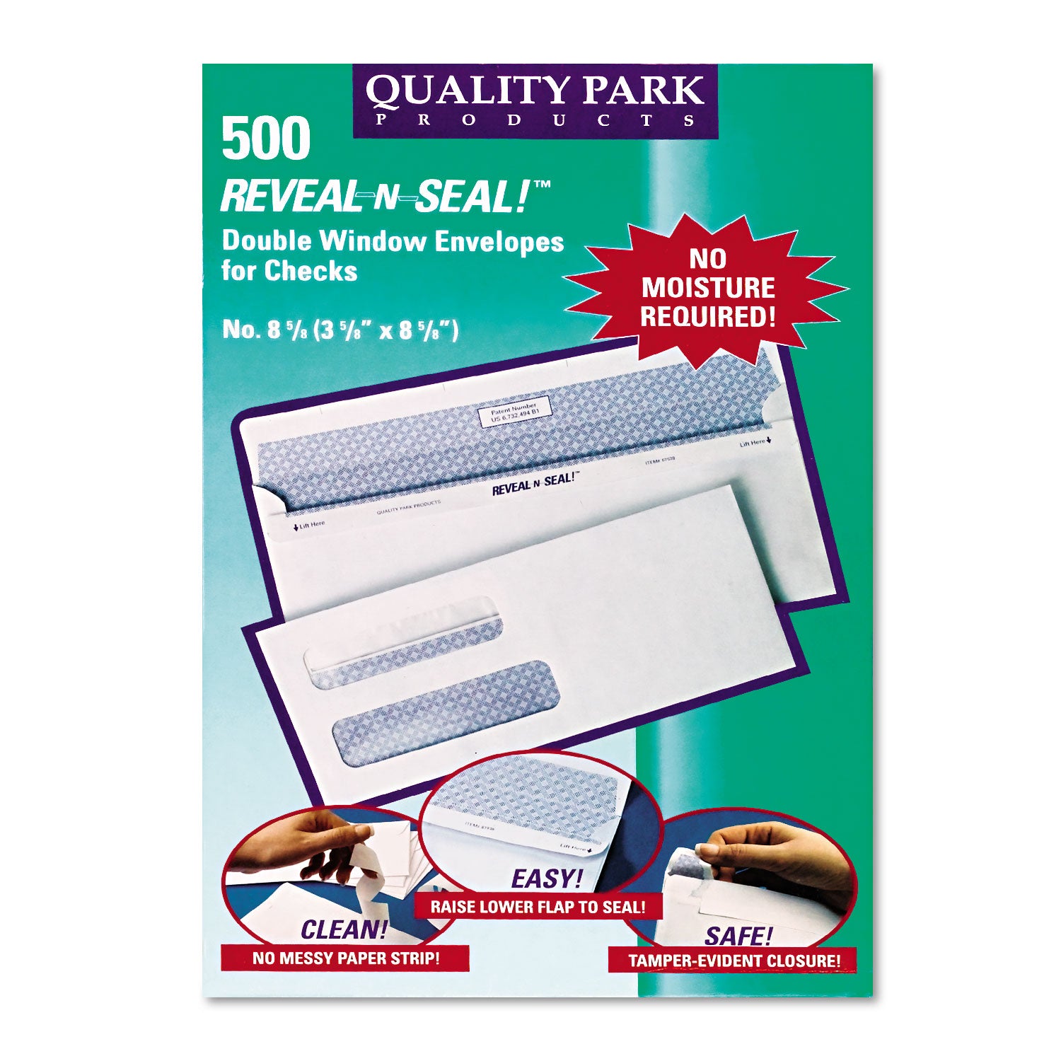 Double Window - #8 5/8 - 3 5/8" Width x 8 5/8" Length - 24 lb - Self-sealing - White - 500 / Box