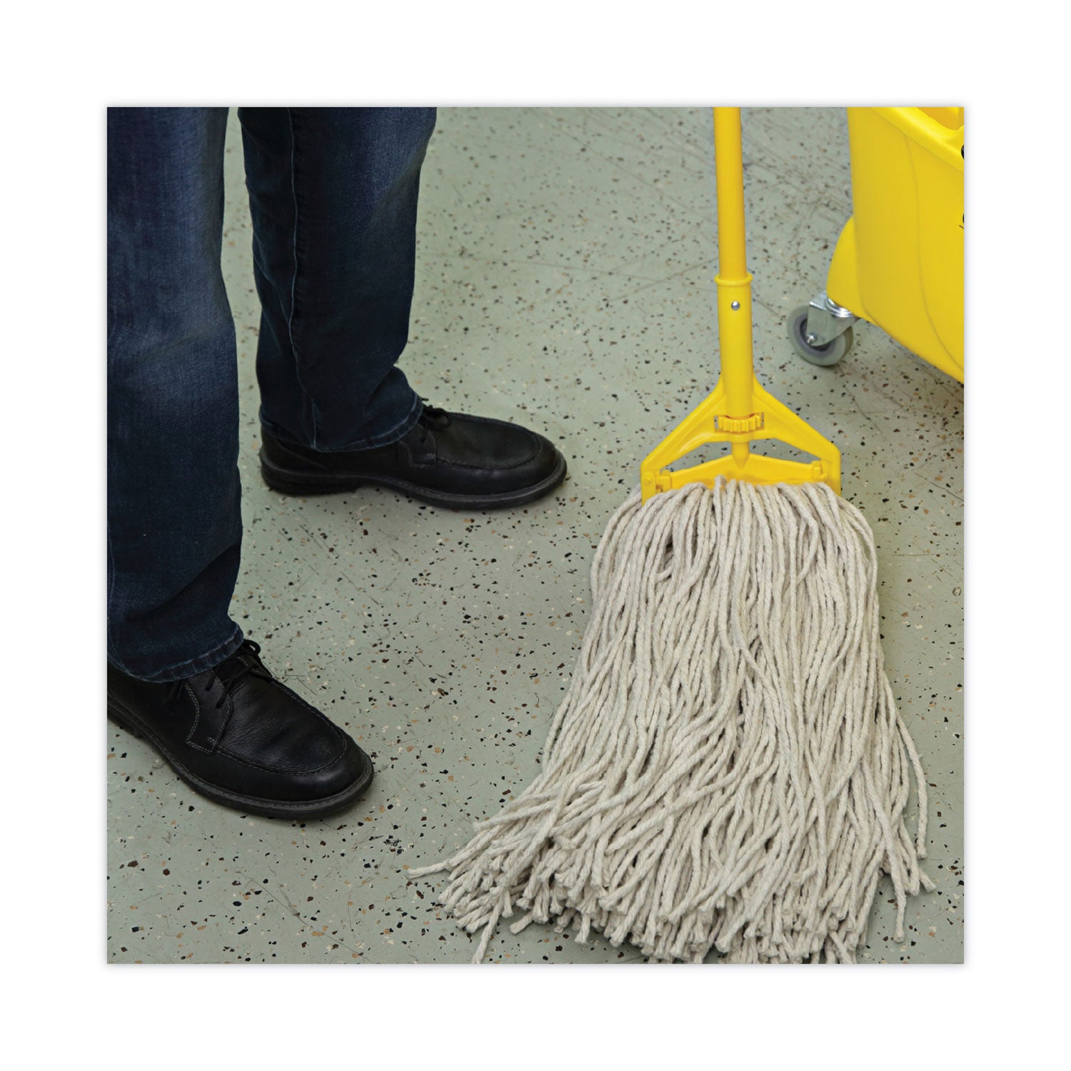 Mop Head, Economical Lie-Flat Head, Cotton Fiber, 32oz, White, 12/carton