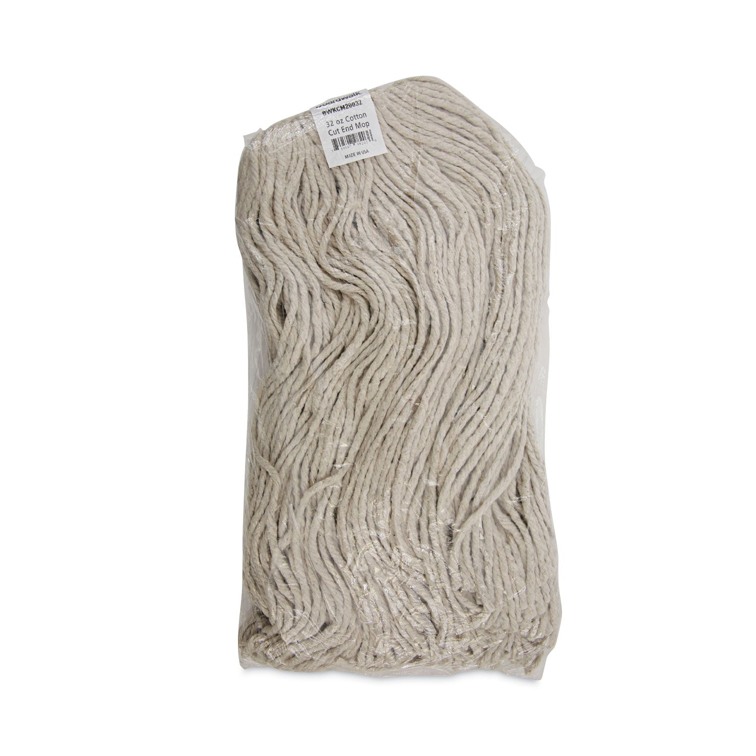 Mop Head, Economical Lie-Flat Head, Cotton Fiber, 32oz, White, 12/carton