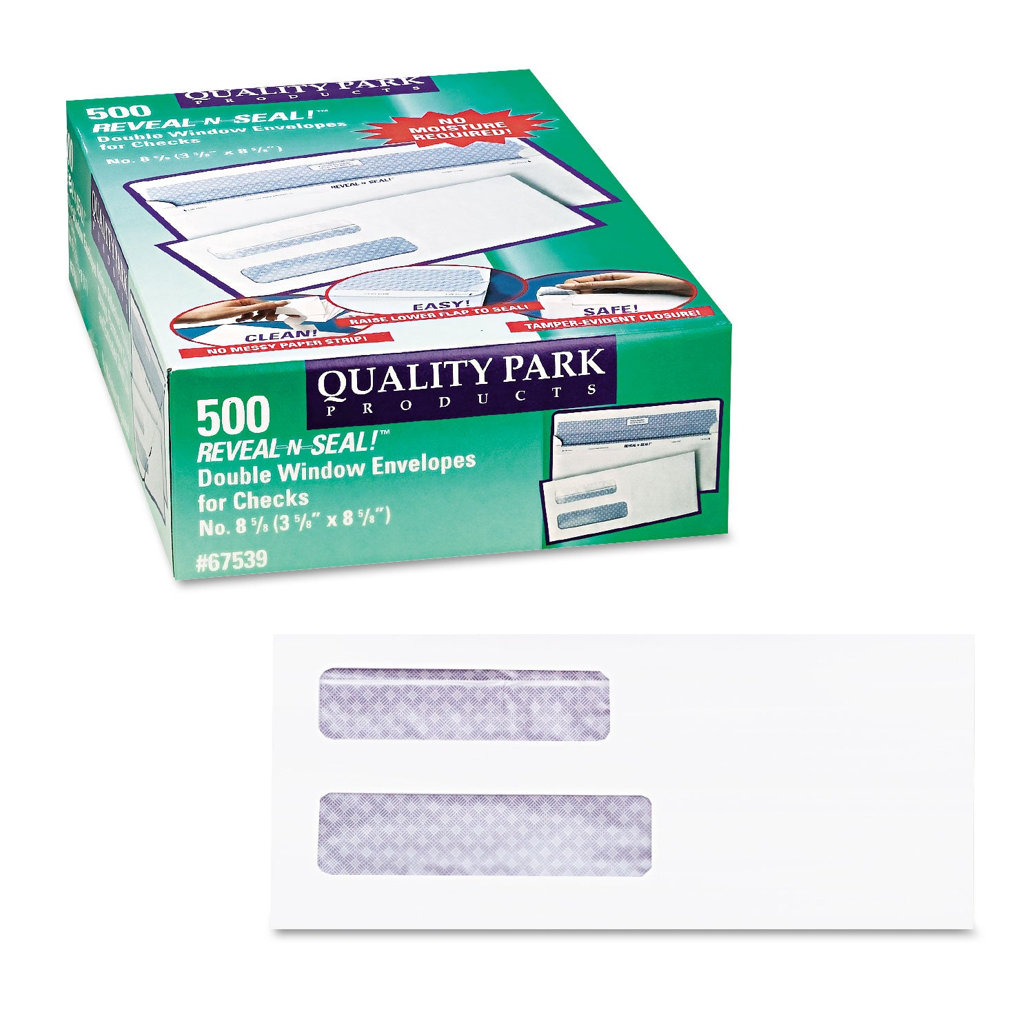 Double Window - #8 5/8 - 3 5/8" Width x 8 5/8" Length - 24 lb - Self-sealing - White - 500 / Box
