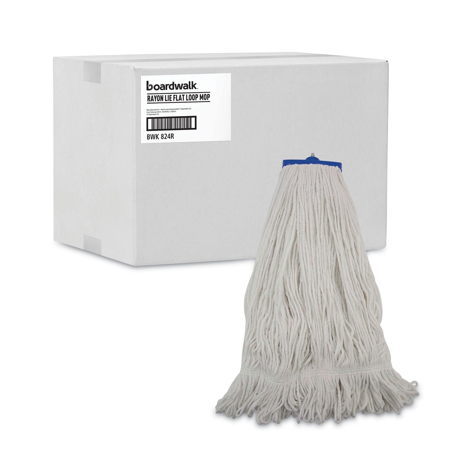 Mop Head, Lie-Flat Head, Rayon Fiber, 24oz, White, 12/carton