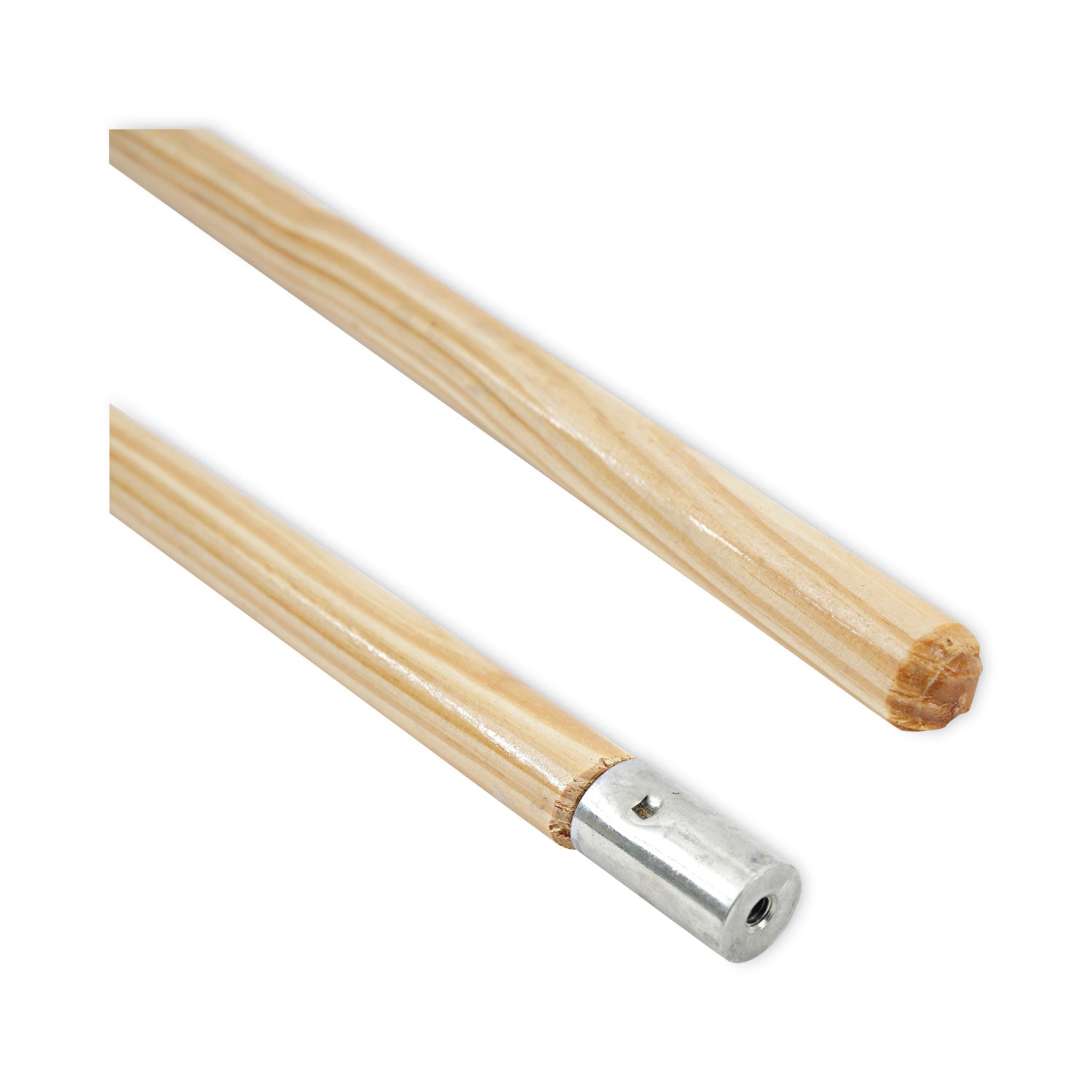 Lie-Flat Screw-In Mop Handle, Lacquered Wood, 1.13" dia x 60", Natural