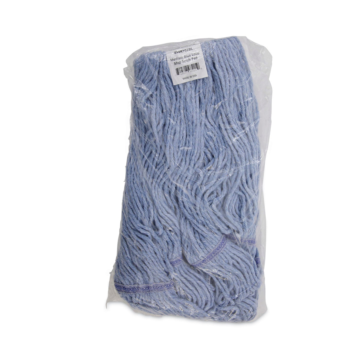 Mop Head, Loop-End, Cotton With Scrub Pad, Medium, 12/carton