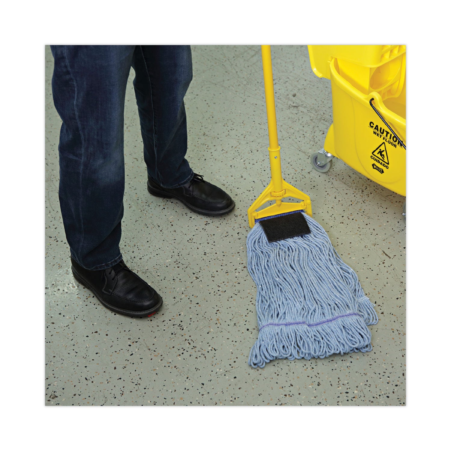Mop Head, Loop-End, Cotton With Scrub Pad, Large, 12/carton