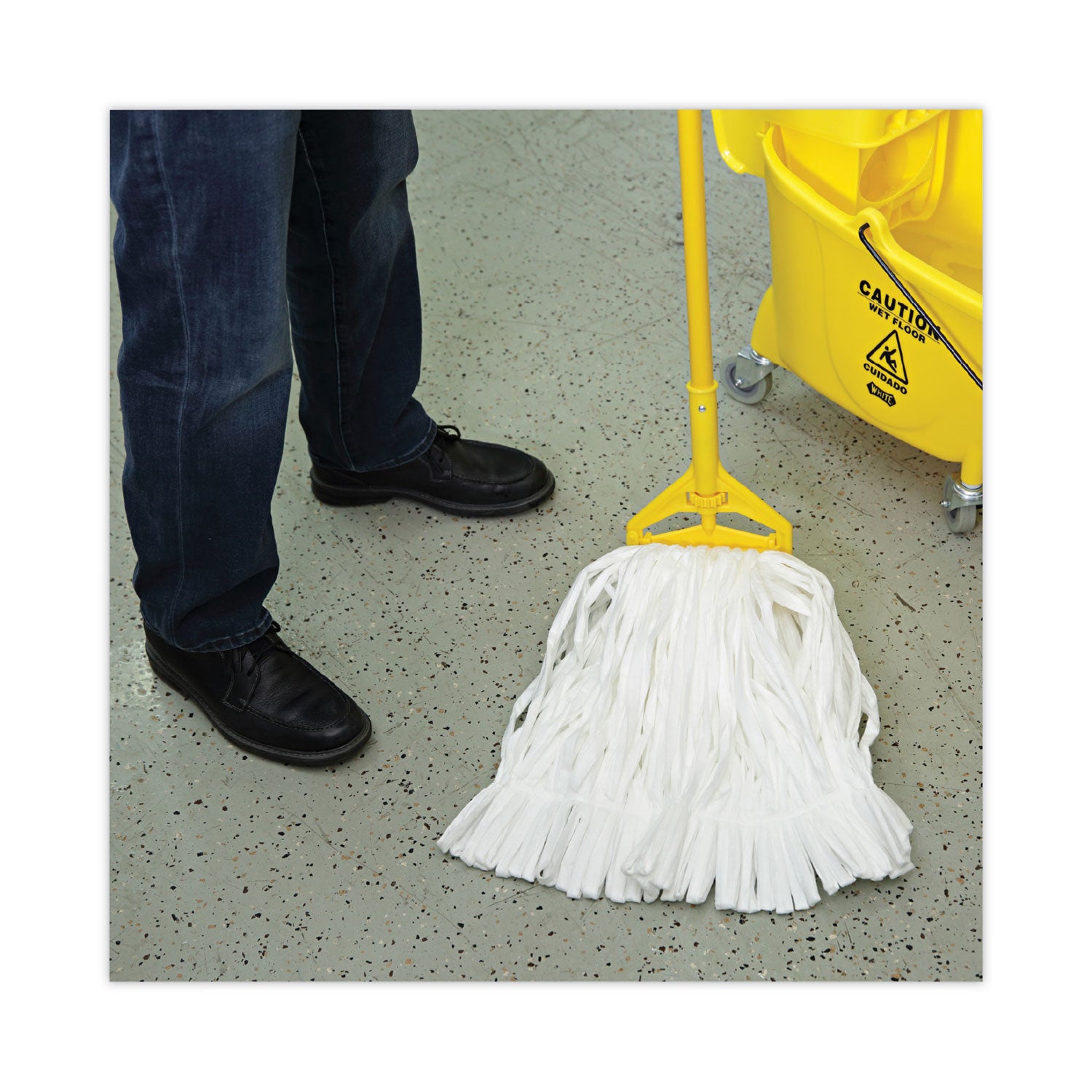 Mop Head, Looped, Enviro Clean With Tailband, Medium, White, 12/carton