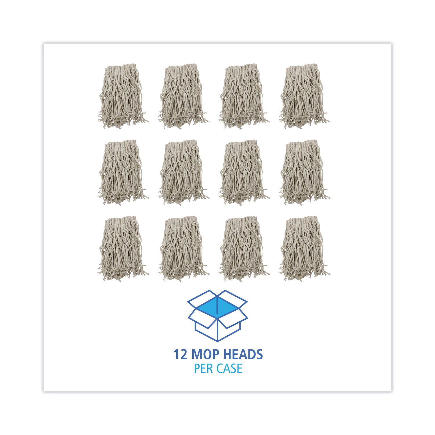 Mop Head, Cotton, Cut-End, White, 4-Ply, #16 Band, 12/carton