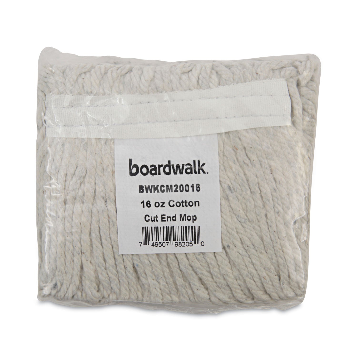 Banded Mop Head, Cotton, Cut-End, White, 16 Oz, 12/carton