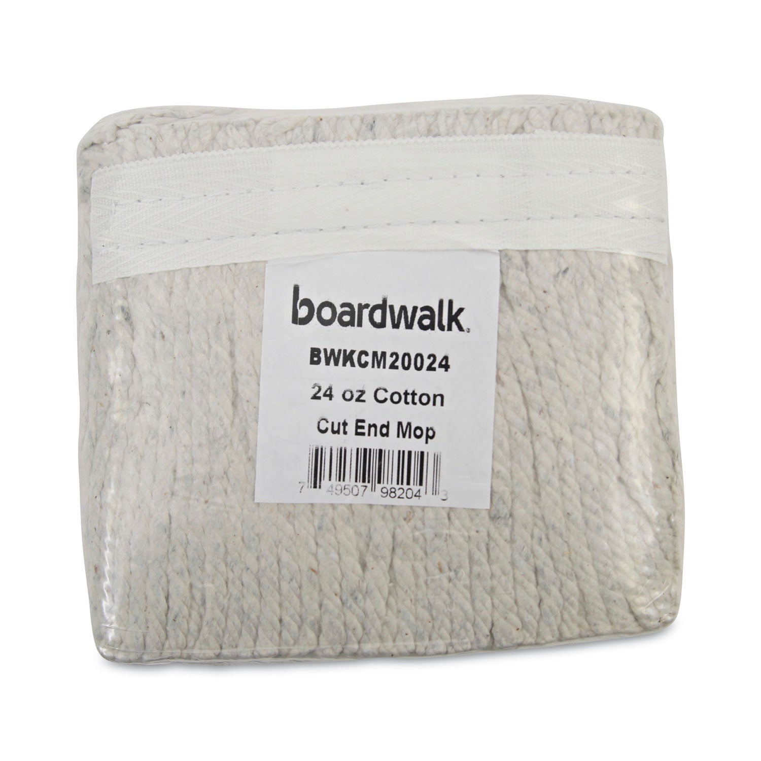 Banded Cotton Mop Heads, 24oz, White, 12/carton