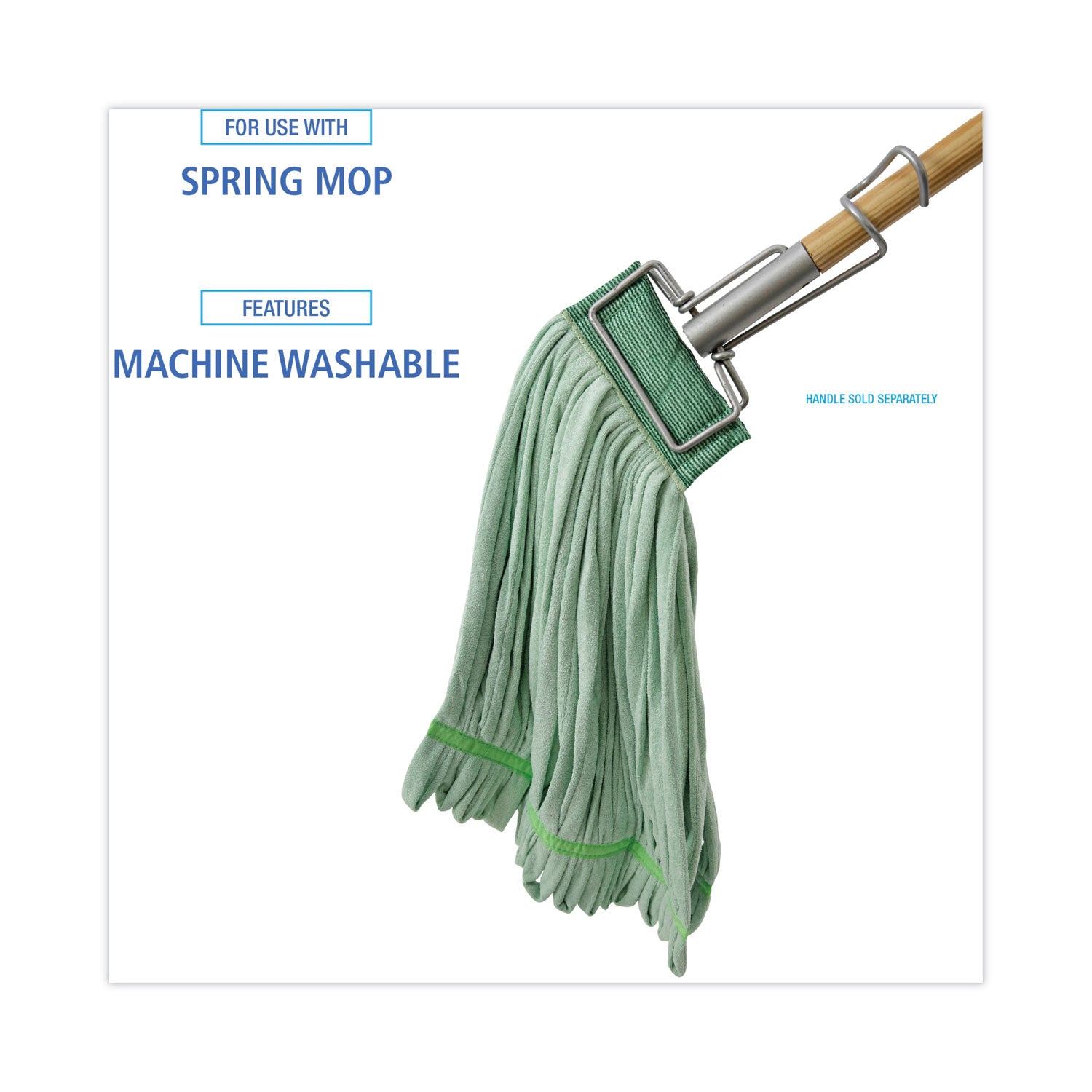 Microfiber Looped-End Wet Mop Head, Large, Green, 12/carton