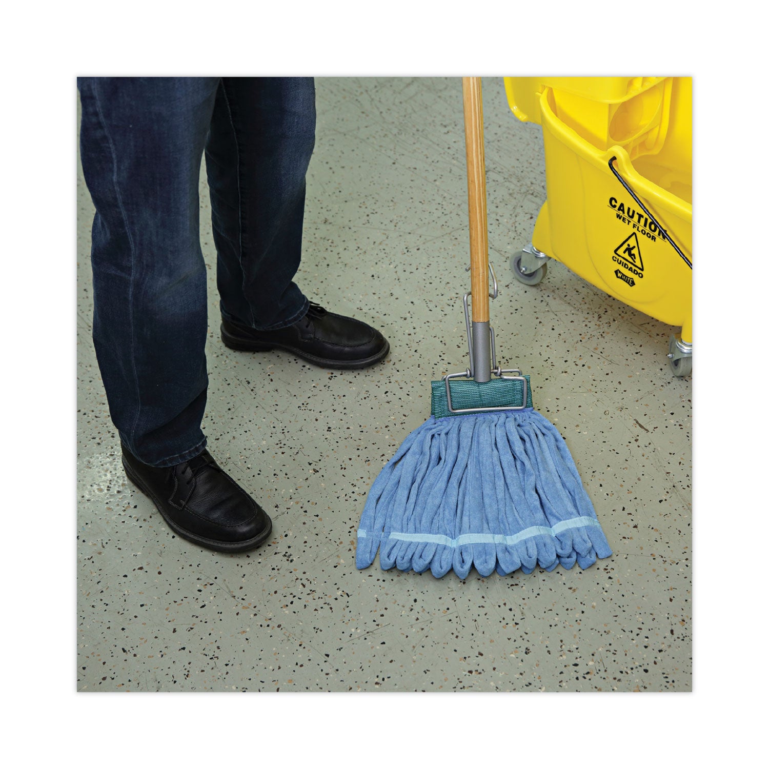Microfiber Looped-End Wet Mop Heads, Medium, Blue, 12/carton, 12/carton