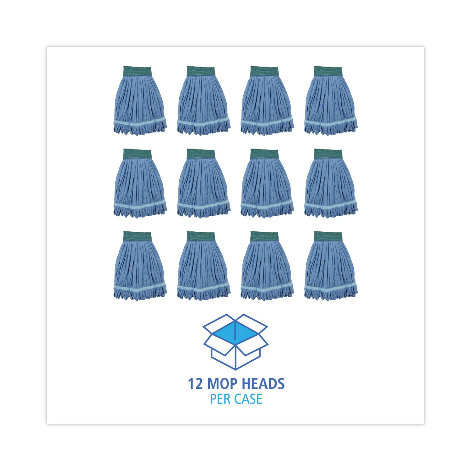 Microfiber Looped-End Wet Mop Heads, Medium, Blue, 12/carton, 12/carton