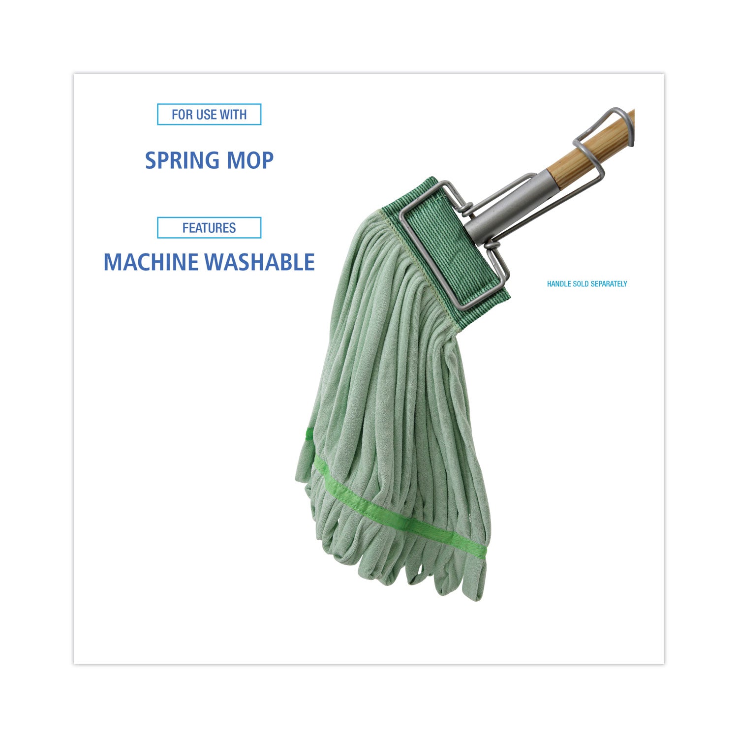 Microfiber Looped-End Wet Mop Heads, Medium, Green, 12/carton