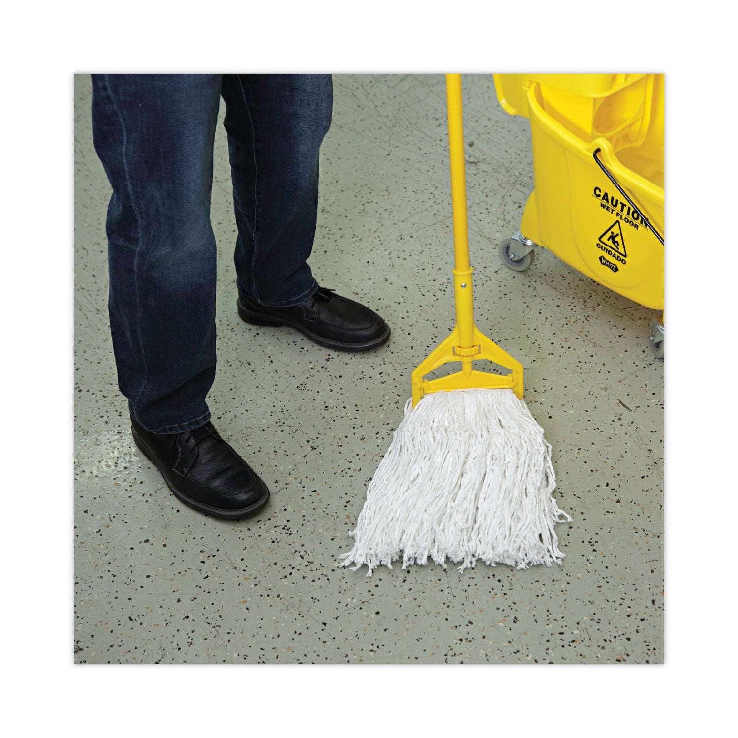 Cut-End Wet Mop Heads, Rayon, White, 12/Carton