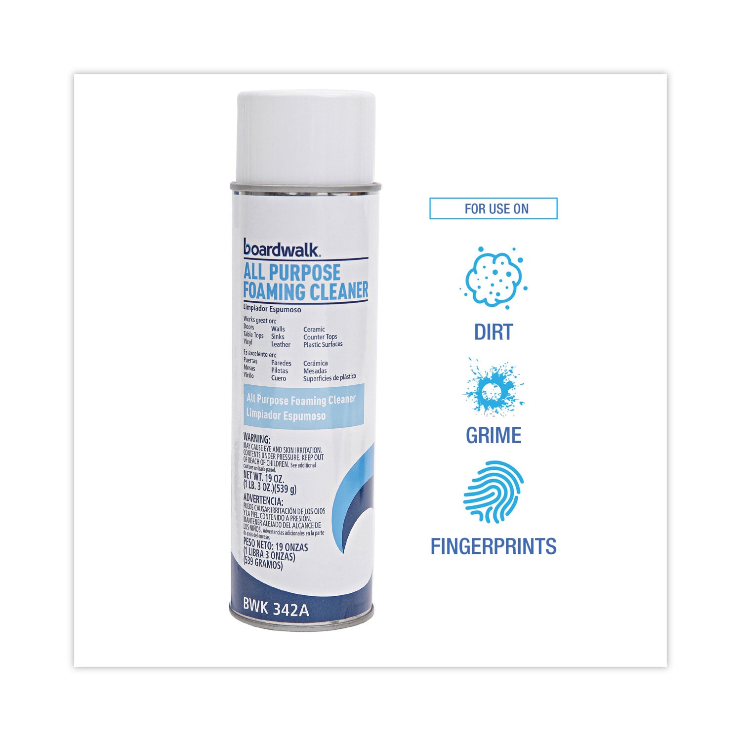 All-Purpose Foaming Cleaner with Ammonia, 19 oz Aerosol Spray, 12/Carton