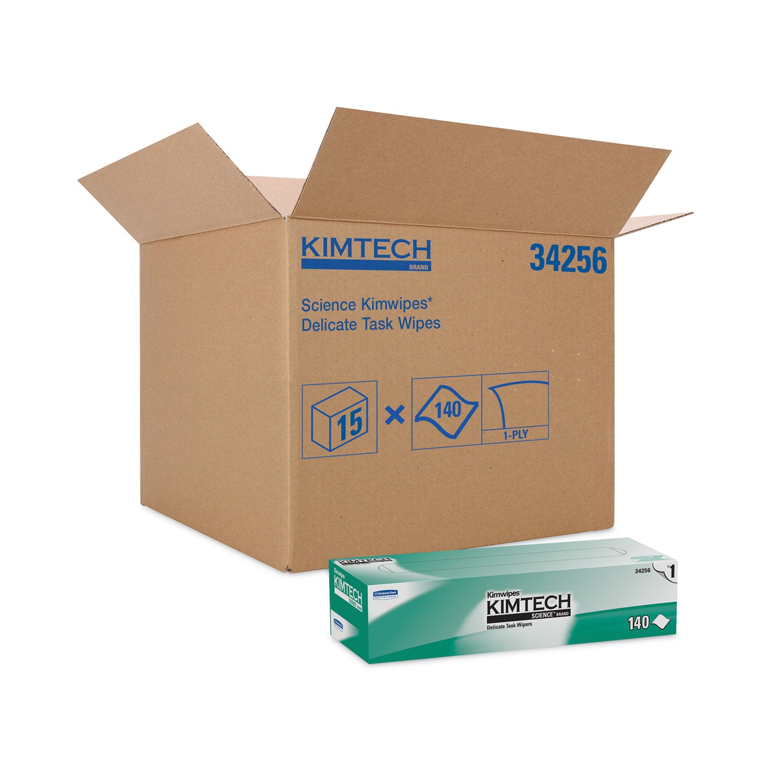 KIMTECH Science Kimwipes Delicate Task Wipers - Pop-Up Box - 1 Ply - 14.40" Width x 16.40" Length - White - 144/Box - 15 / Carton