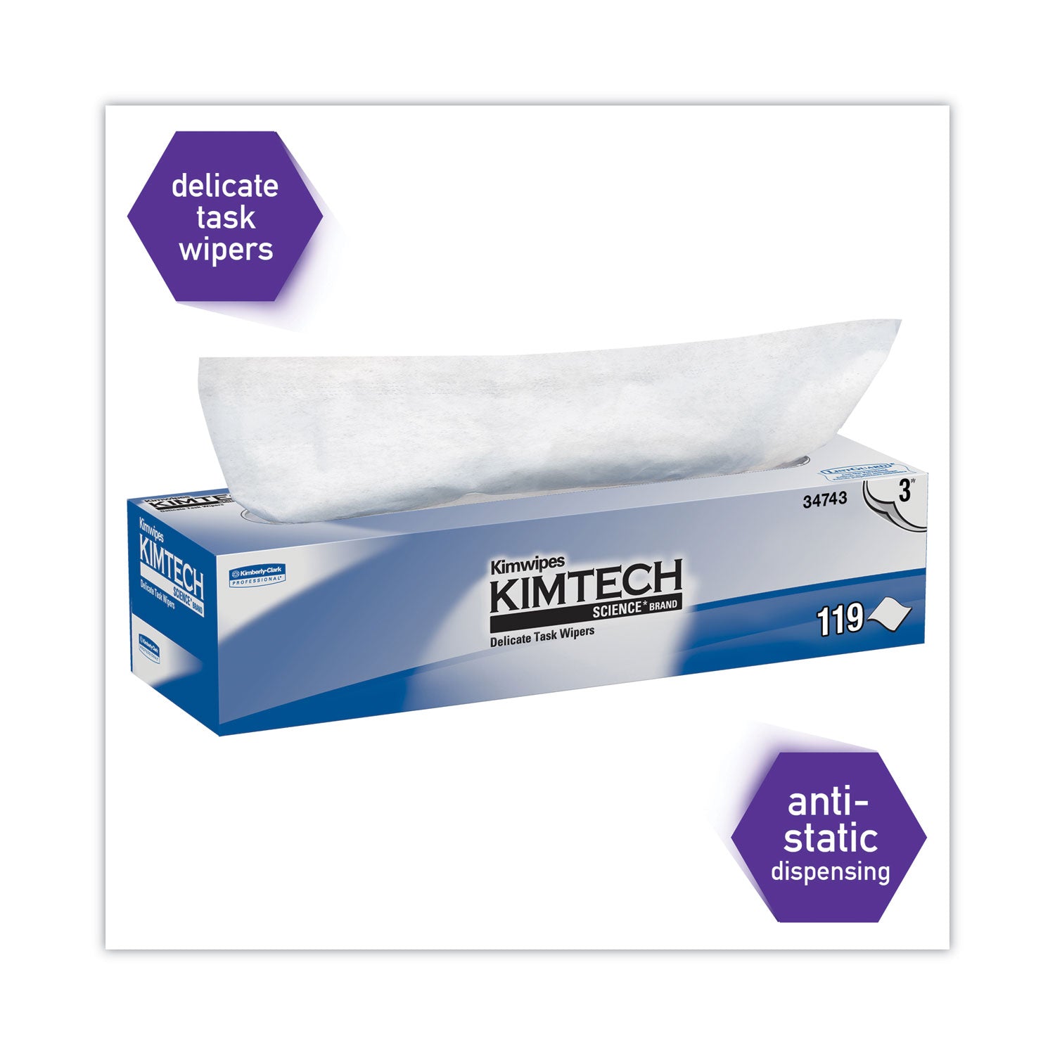 KIMTECH Delicate Task Wipers - Pop-Up Box - For Laboratory - Absorbent - White/ - 1 Box