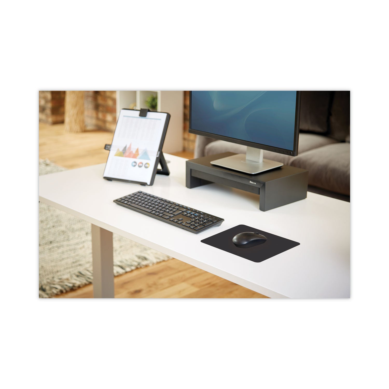 Fellowes Microban Ultra-Thin Mouse Pad - 7" Height x 9" Width x 0.06" Depth - Black - 1 Each