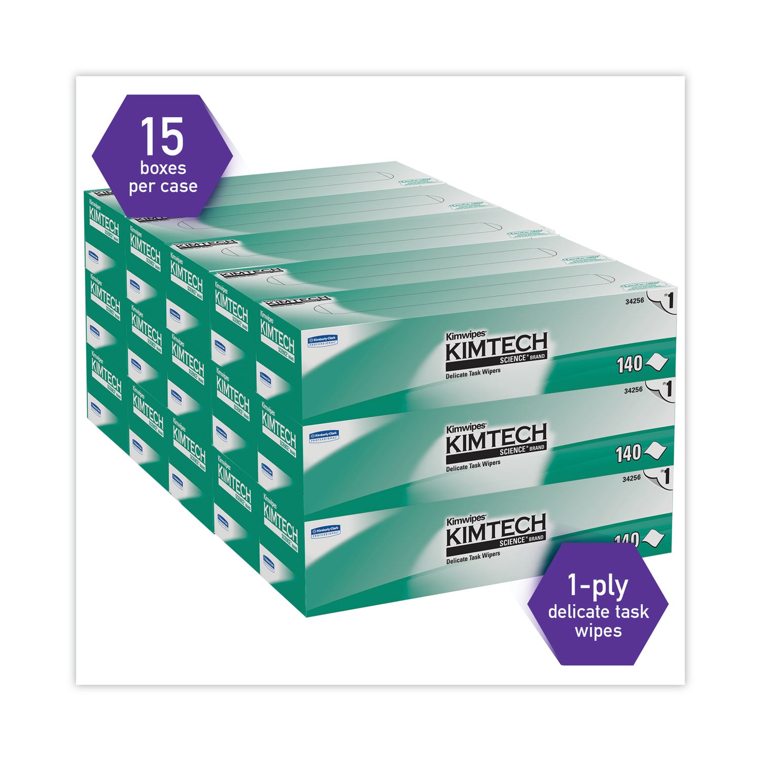 KIMTECH Science Kimwipes Delicate Task Wipers - Pop-Up Box - 1 Ply - 14.40" Width x 16.40" Length - White - 144/Box - 15 / Carton