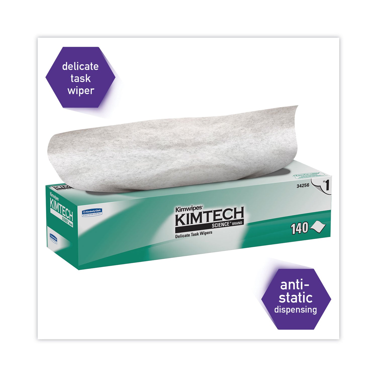 KIMTECH Science Kimwipes Delicate Task Wipers - Pop-Up Box - 1 Ply - 14.40" Width x 16.40" Length - White - 144/Box - 15 / Carton