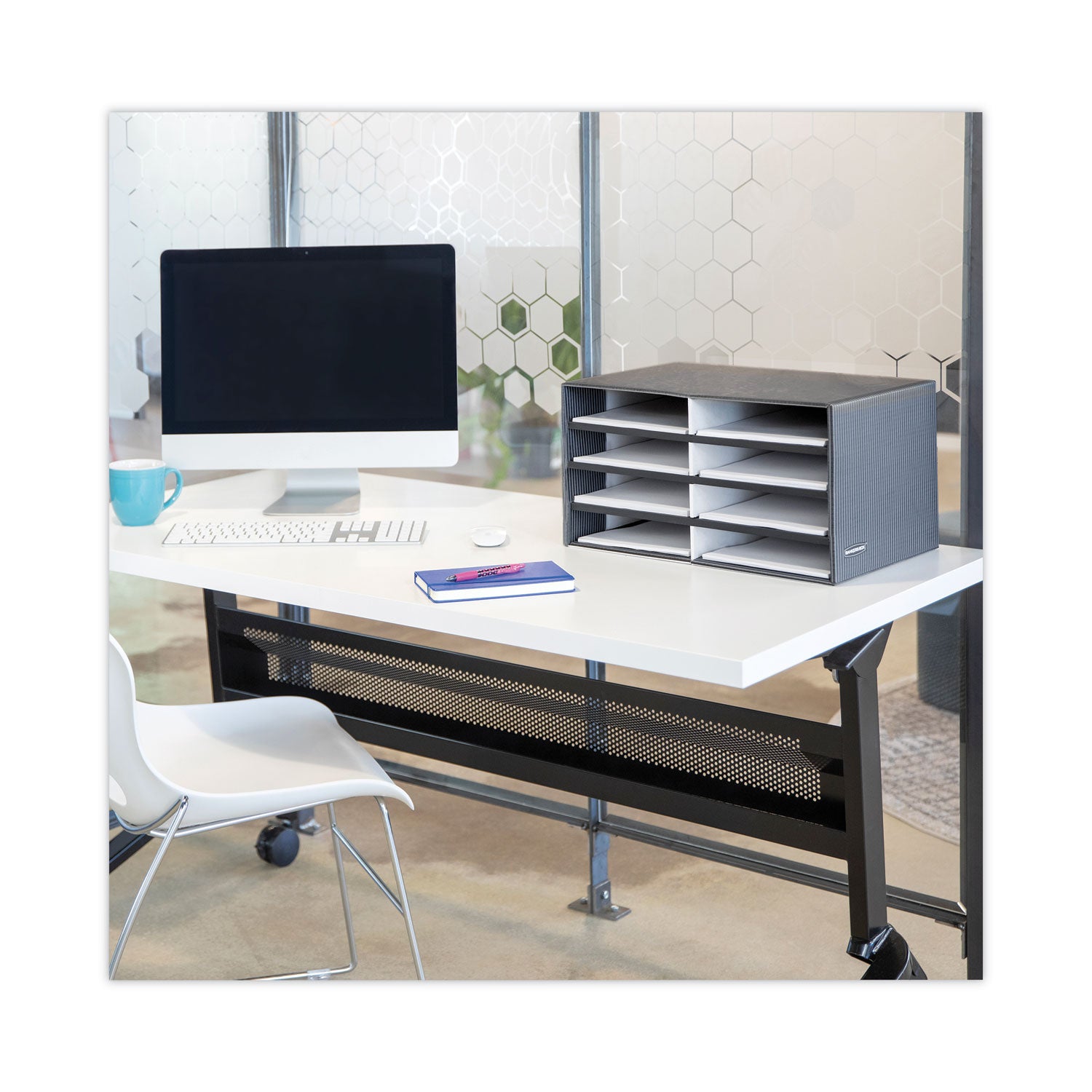 Compartment Size : 2.13" x 9" x 12" - 10.30" Height x 19.50" Width x 12.40" Depth - Desktop - 60% Recycled - White - 1 Each