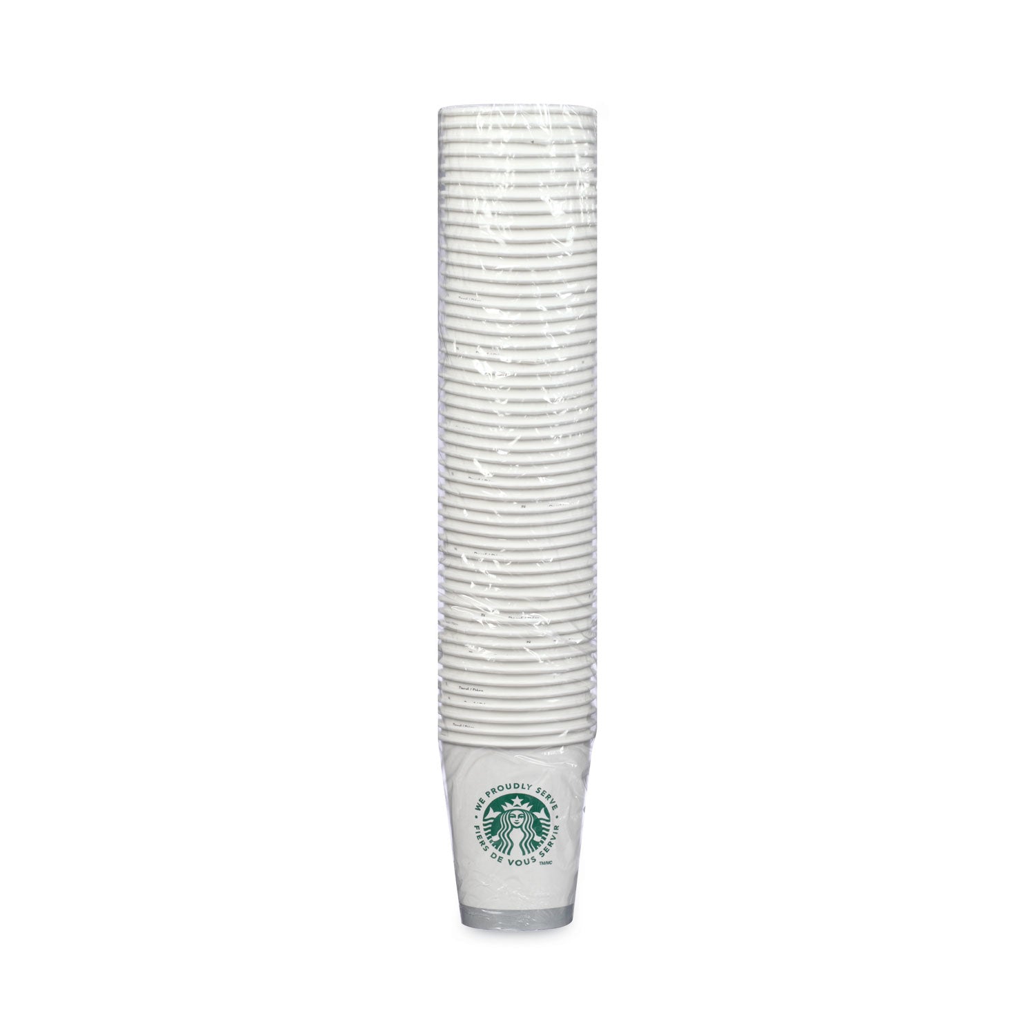 Hot Cups, 12 oz, Paper, White with Green Starbucks Logo, 1,000/Carton