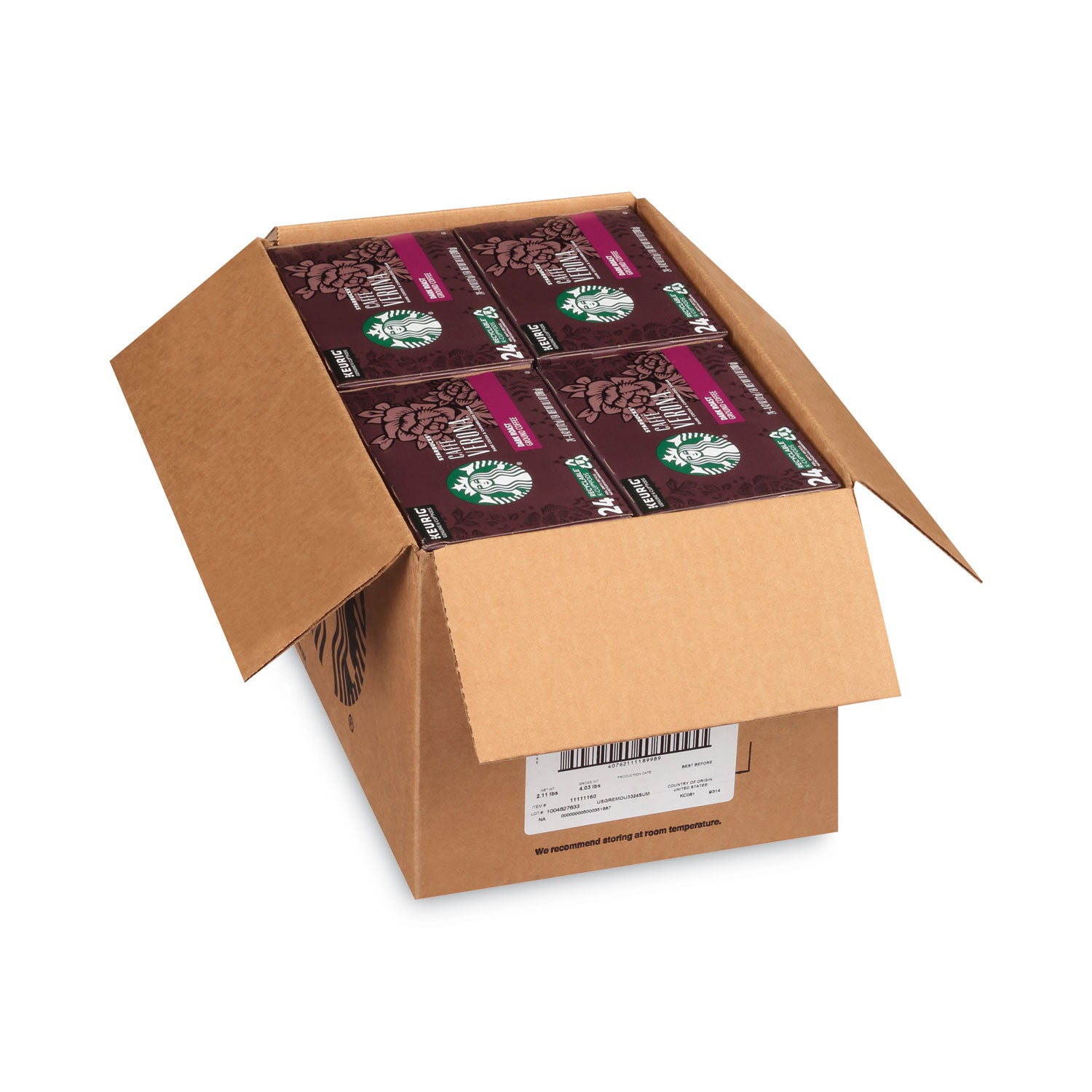 Caffe Verona Coffee K-Cups Pack, 24/box, 4 Boxes/carton