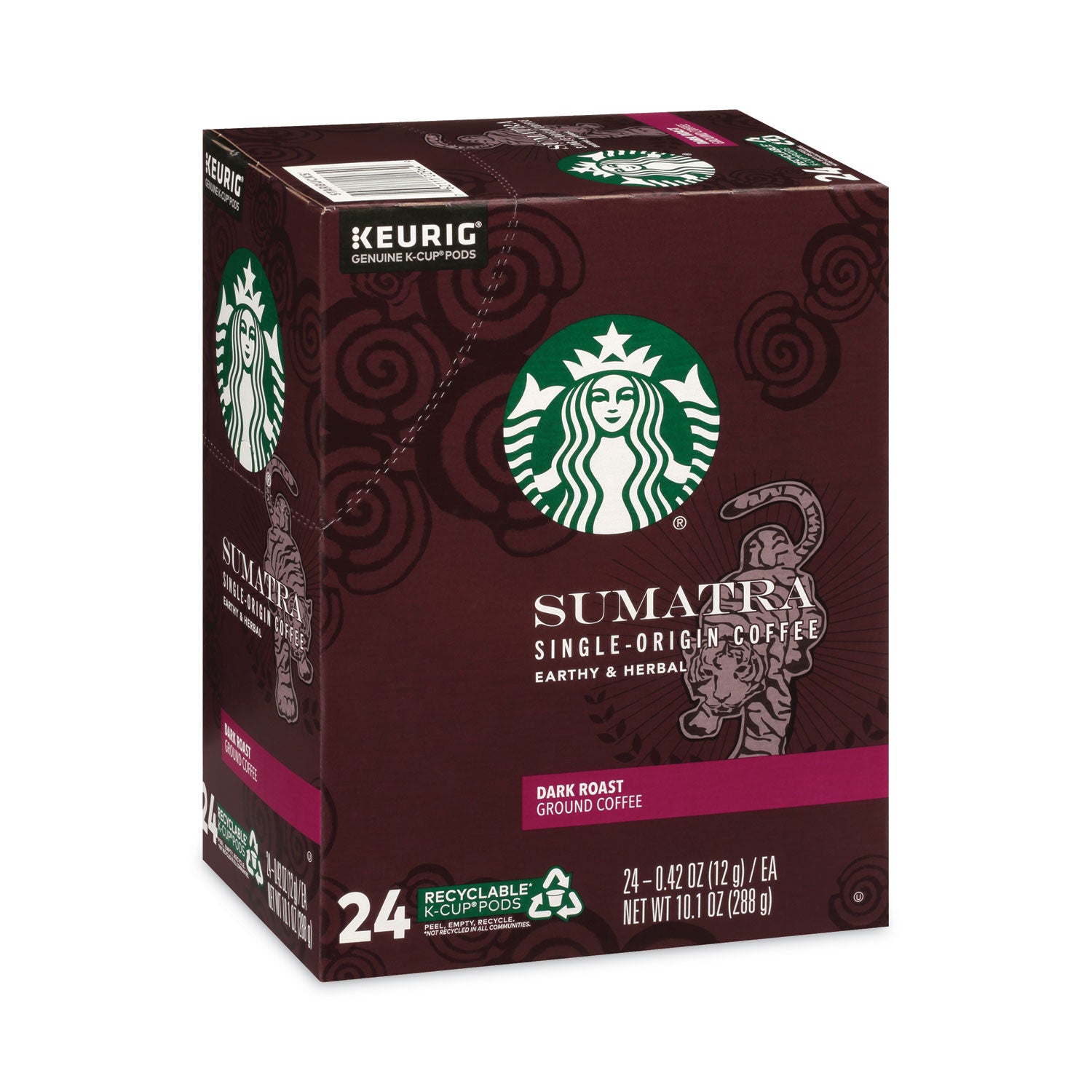 Sumatra Coffee K-Cups, Sumatra, 0.4 oz K-Cup, 24/Box