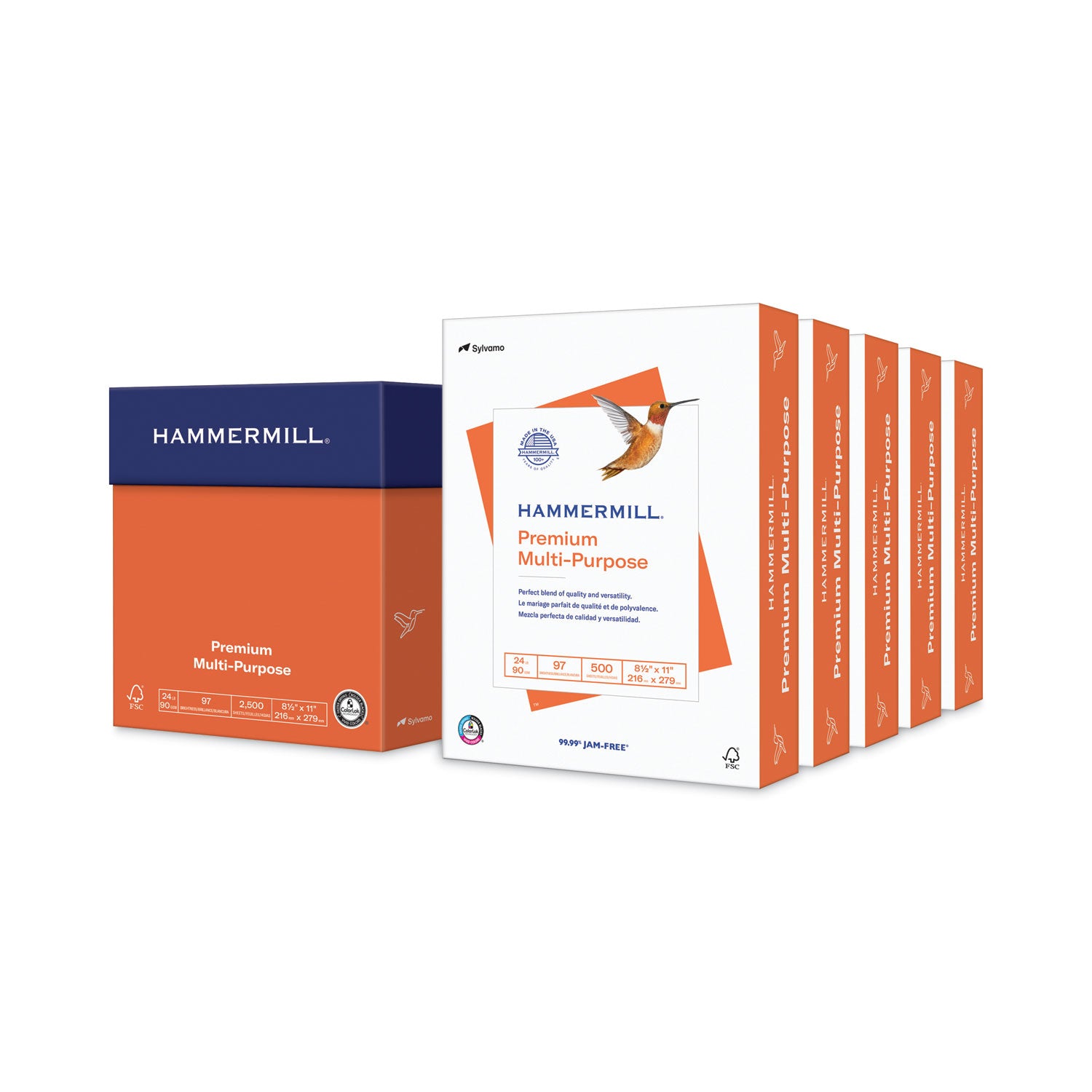 97 Brightness - Letter - 8 1/2" x 11" - 24 lb Basis Weight - Jam-free, Smear Resistant, Acid-free, Archival-safe, Quick Drying - White - 500 Sheets per Ream - 5 / Carton