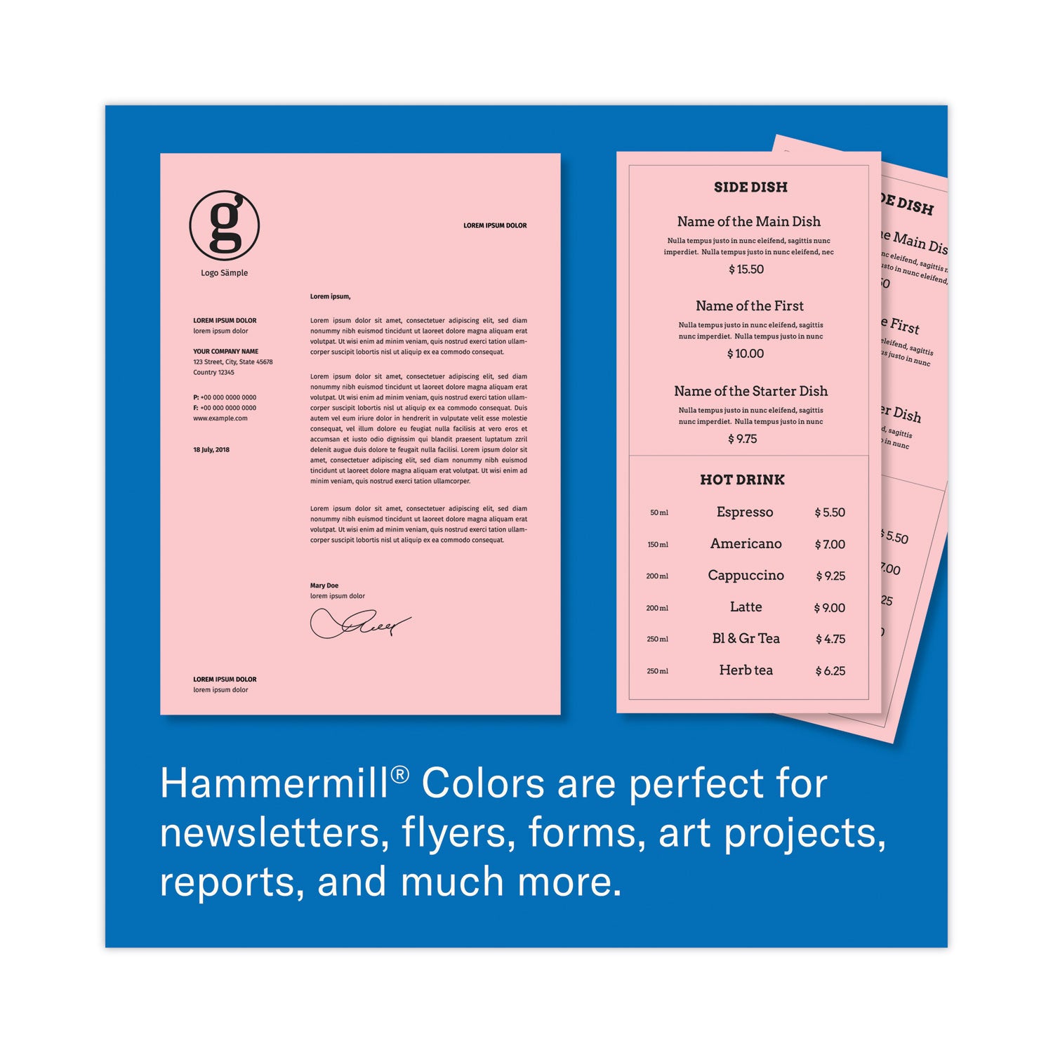 Hammermill Colors Recycled Copy Paper - Pink - Letter - 8 1/2" x 11" - 20 lb Basis Weight - Smooth - Sustainable Forestry Initiative (SFI) - Archival-safe, Acid-free, Jam-free - Pink - 500 Sheets per Ream - 1 Ream