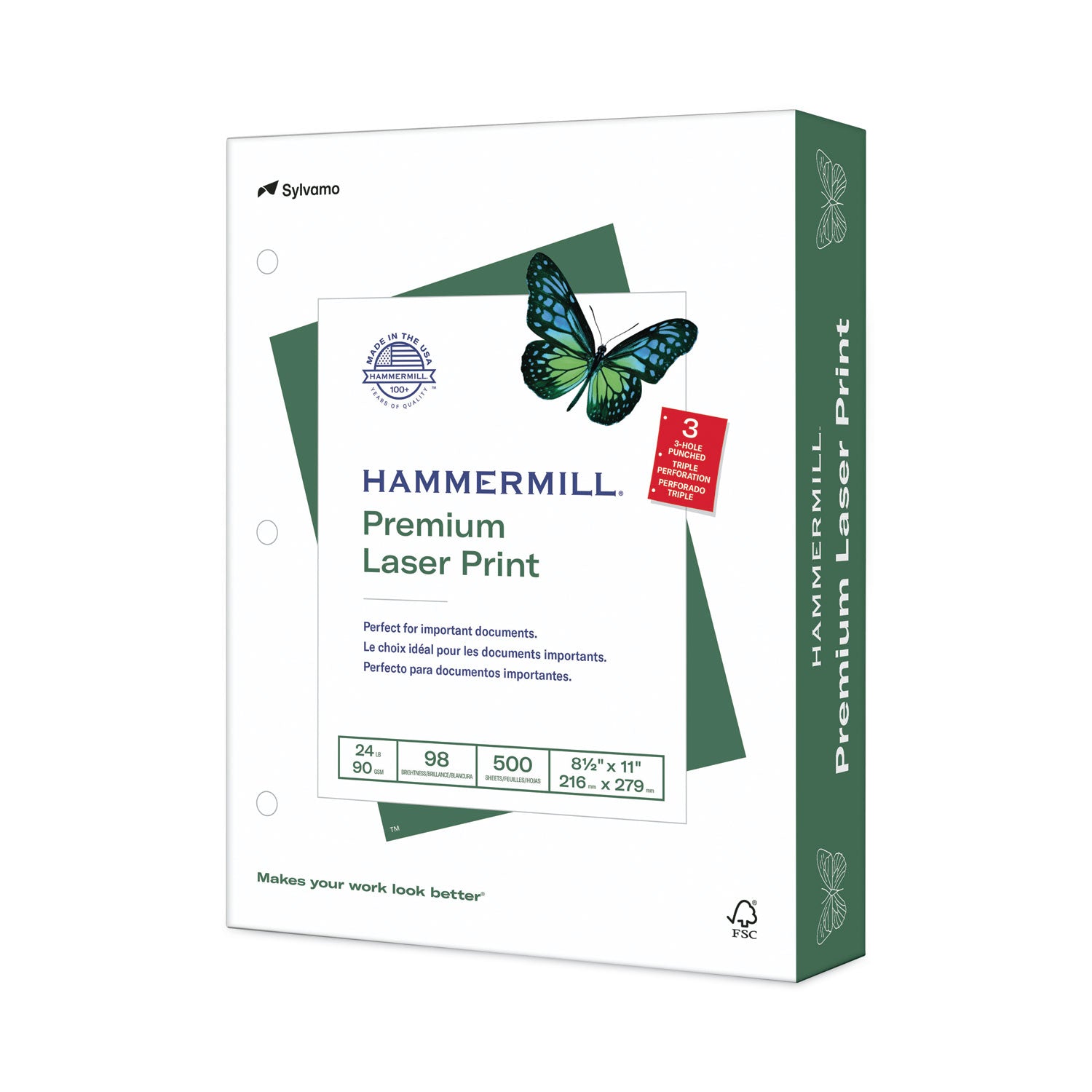 98 Brightness - Letter - 8 1/2" x 11" - 24 lb Basis Weight - Ultra Smooth - Sustainable Forestry Initiative (SFI) - White - 500 / Ream