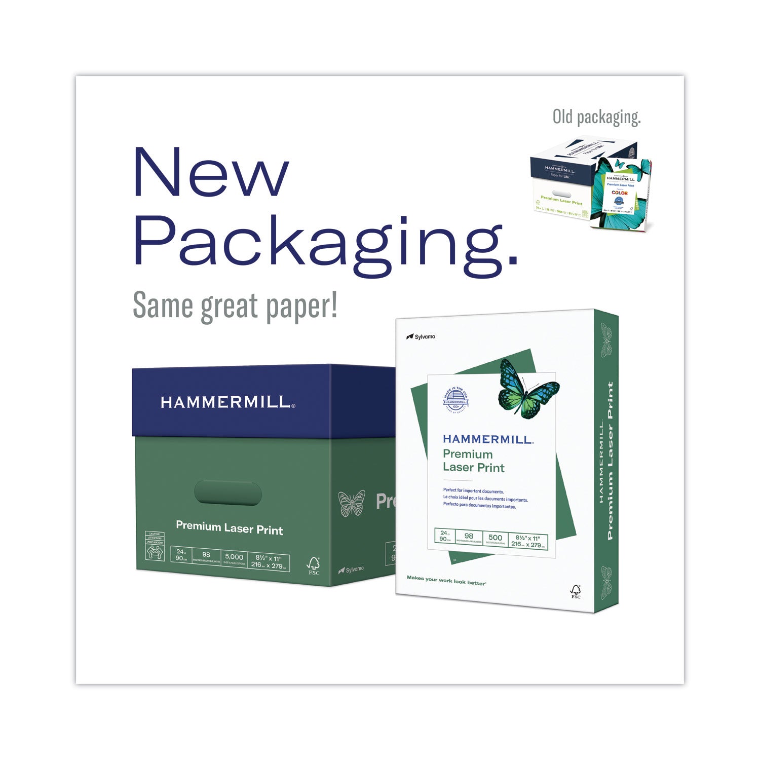 Hammermill Premium Laser Print Paper - White - 98 Brightness - Letter - 8 1/2" x 11" - 28 lb Basis Weight - Ultra Smooth - Sustainable Forestry Initiative (SFI) - White - 500 / Ream