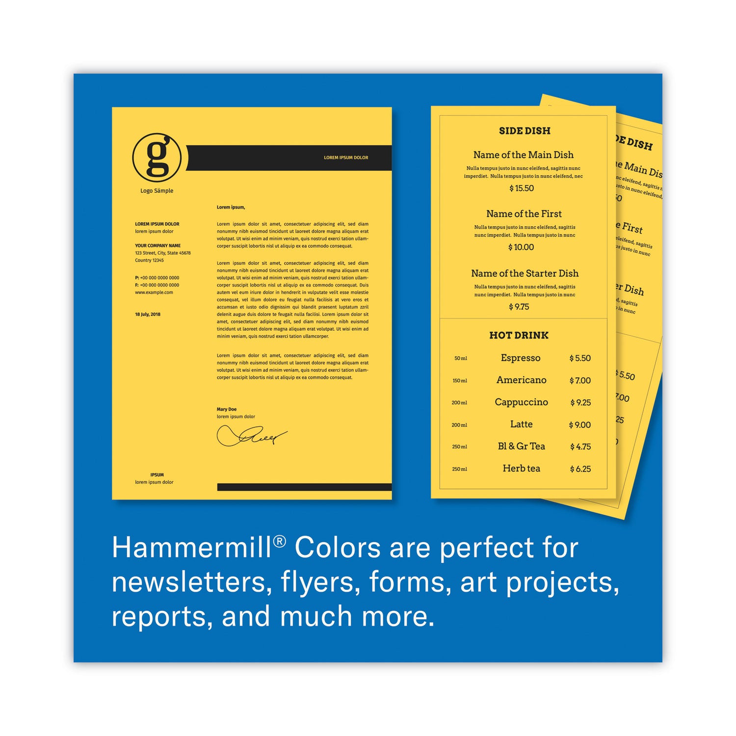 Hammermill Colors Recycled Copy Paper - Gold - Letter - 8 1/2" x 11" - 20 lb Basis Weight - Smooth - Sustainable Forestry Initiative (SFI) - Archival-safe, Acid-free, Jam-free - Gold - 10 / Pack