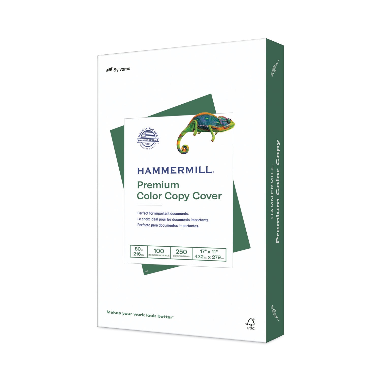 Hammermill Premium Color Copy Cover, White, 17" x 11", 80 lb, 100 Brightness, Super Smooth, Jam-free, Acid-free, Double-sided, 1 Pack