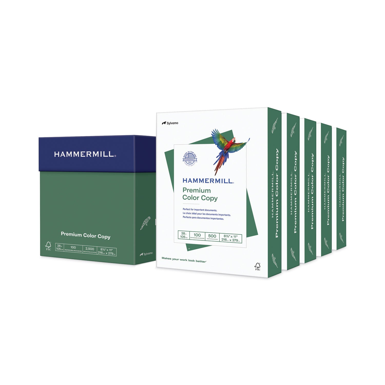 Hammermill Premium Color Copy Paper - White - 100 Brightness - Letter - 8 1/2" x 11" - 28 lb Basis Weight - White - 500 Sheets per Ream - 5 / Carton