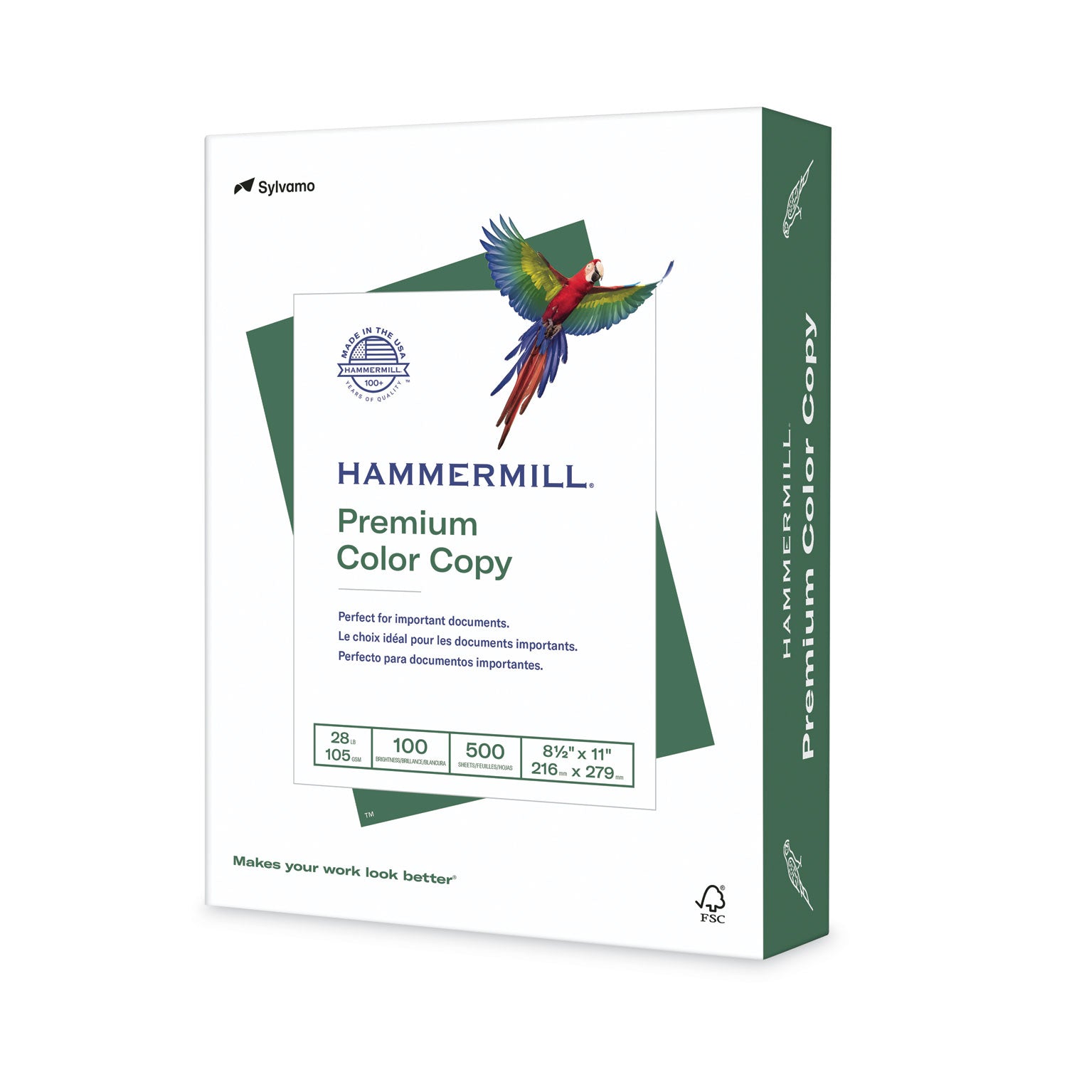 Hammermill Premium Color Copy Paper - White - 100 Brightness - Letter - 8 1/2" x 11" - 28 lb Basis Weight - White - 500 / Ream